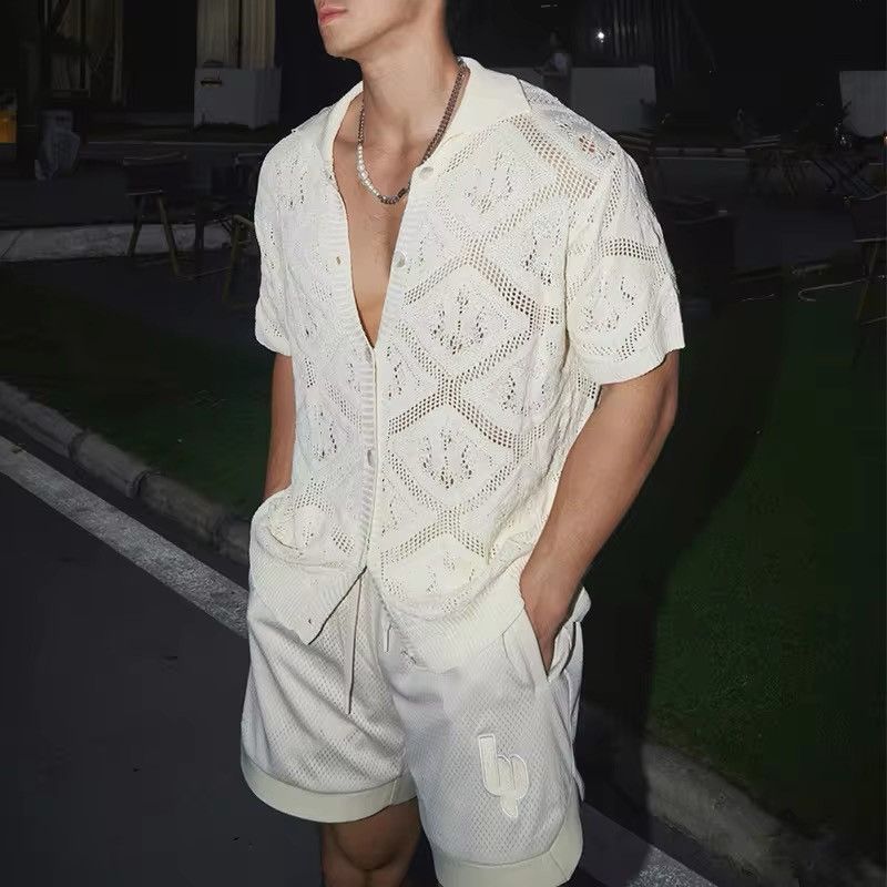 Japanese Brand × Vintage Breathable Hollow Out Knitted Button-up Shirt Size US XXL / EU 58 / 5 - 3 Thumbnail