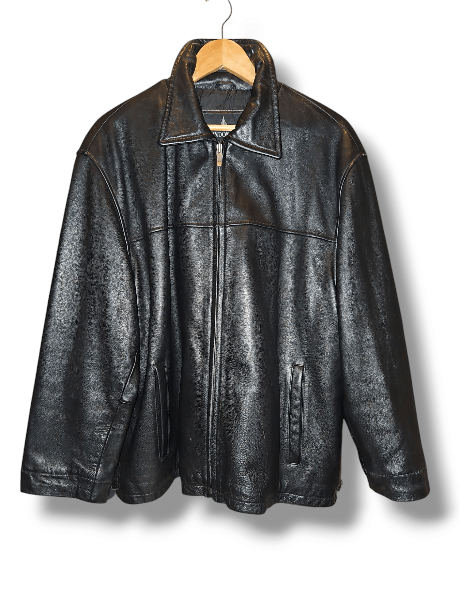 London Fog Men's Black Leather Jacket Size L. London Fog Size US L / EU 52-54 / 3 - 1 Thumbnail
