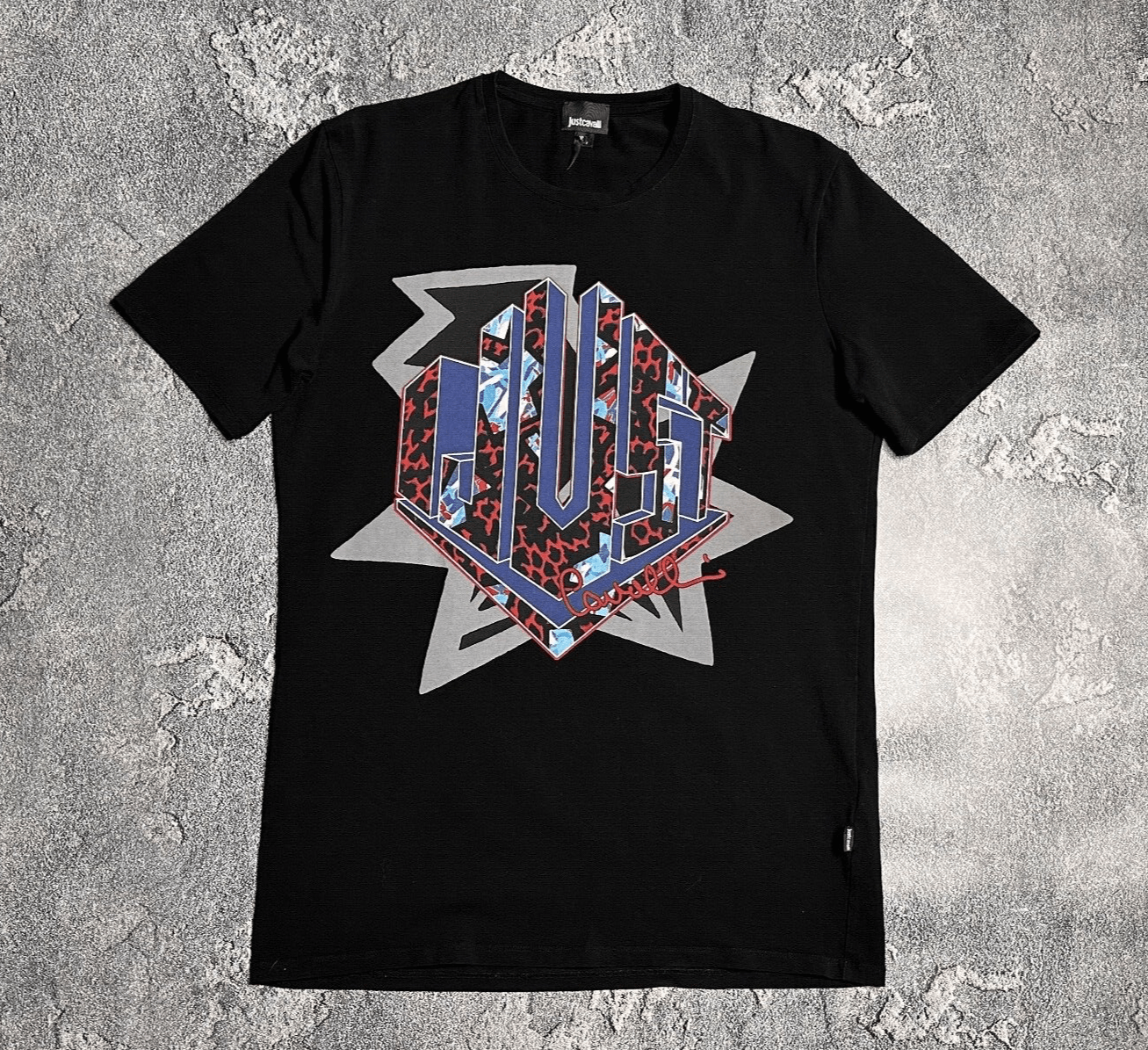 Just Cavalli Just Cavalli Logo Spell Out Graphic Tee Black Leopard Print Size US L / EU 52-54 / 3 - 1 Thumbnail