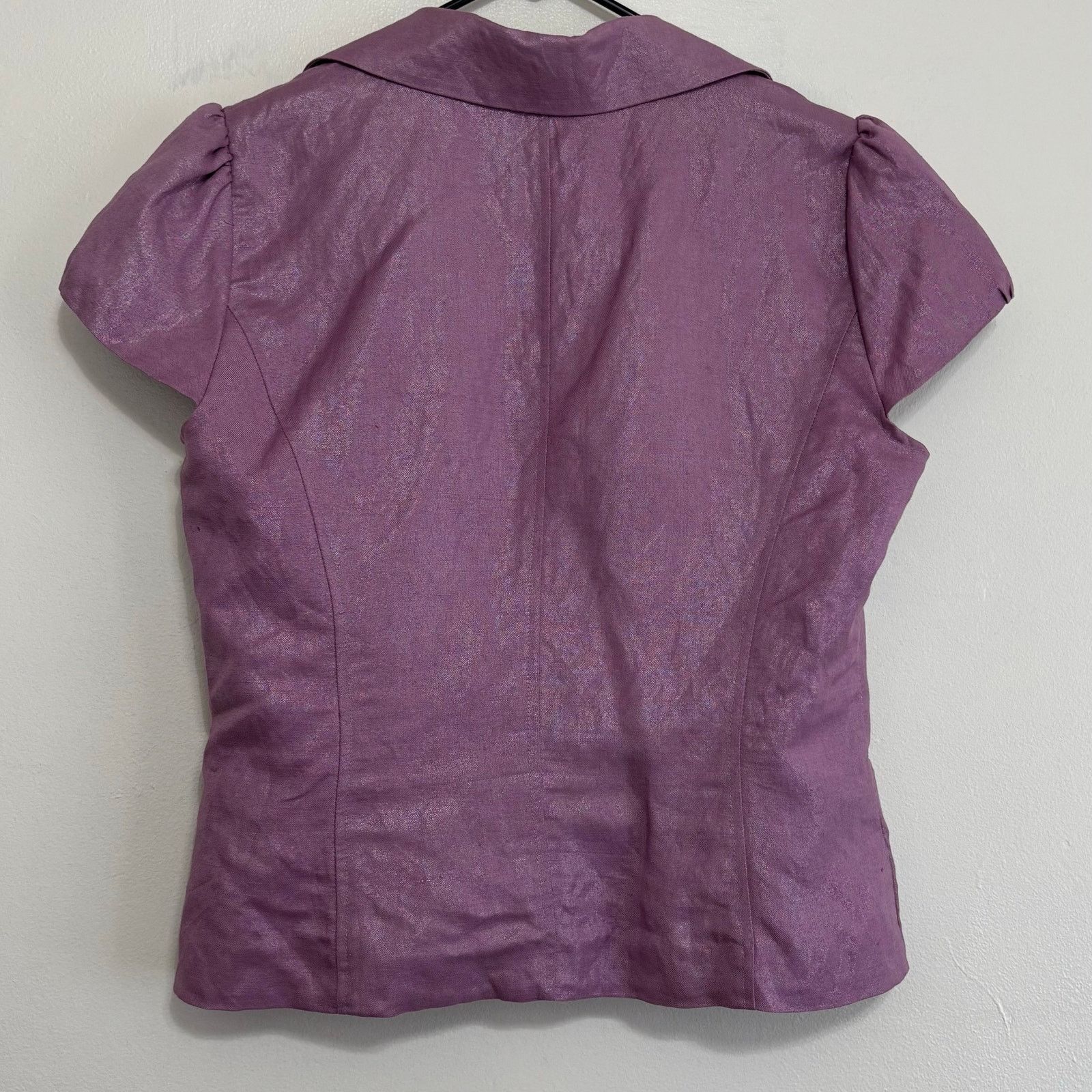 Other Sandro Lilac Linen Blend Puff Sleeve Peplum Blazer Top Med Size M / US 6-8 / IT 42-44 - 2 Thumbnail
