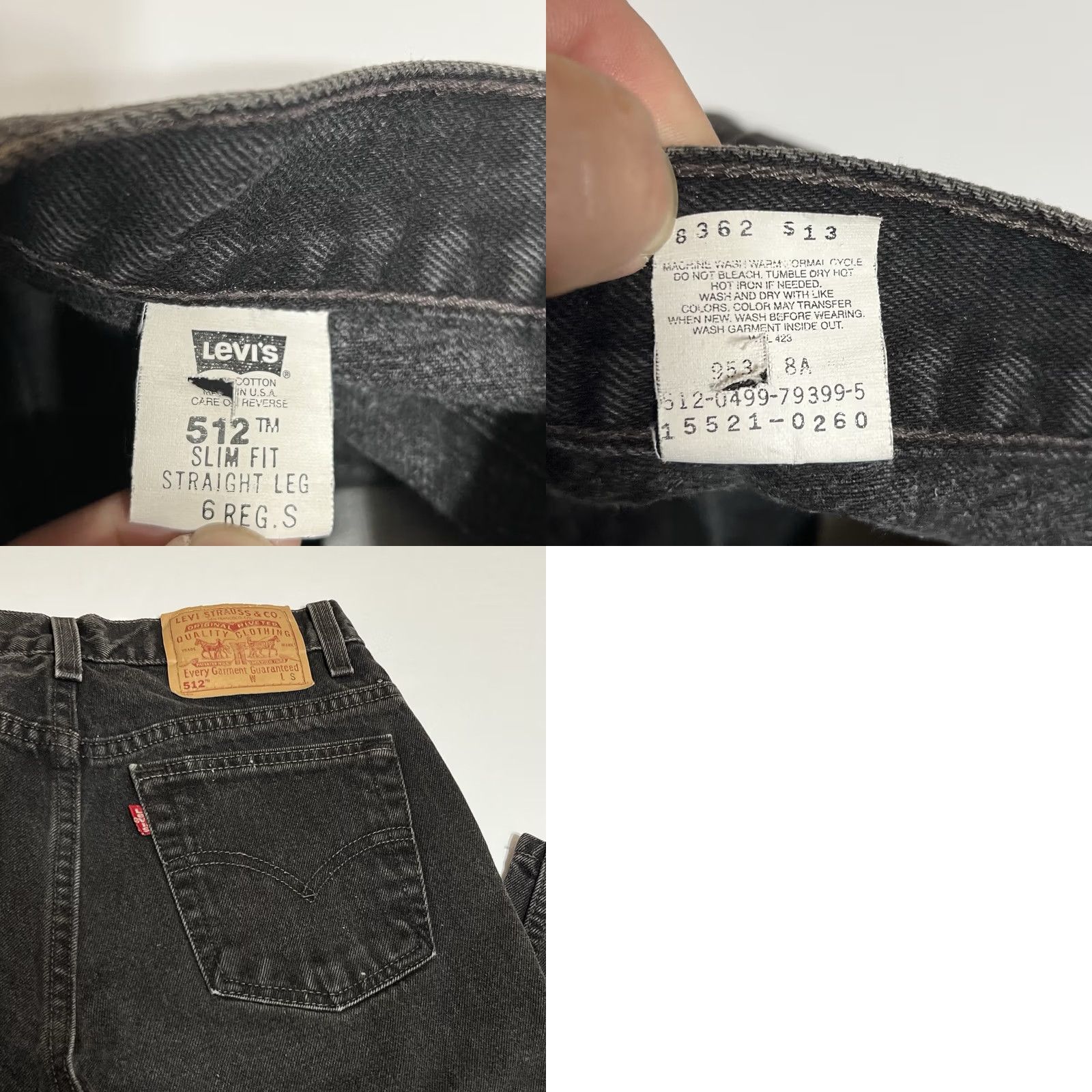 Levi's VINTAGE Levi's 512 Jeans Women 6 Reg Slim Straight Black USA 90s 28in Inseam Denim 100% Cotton Size 28" / US 6 / IT 42 - 8 Thumbnail
