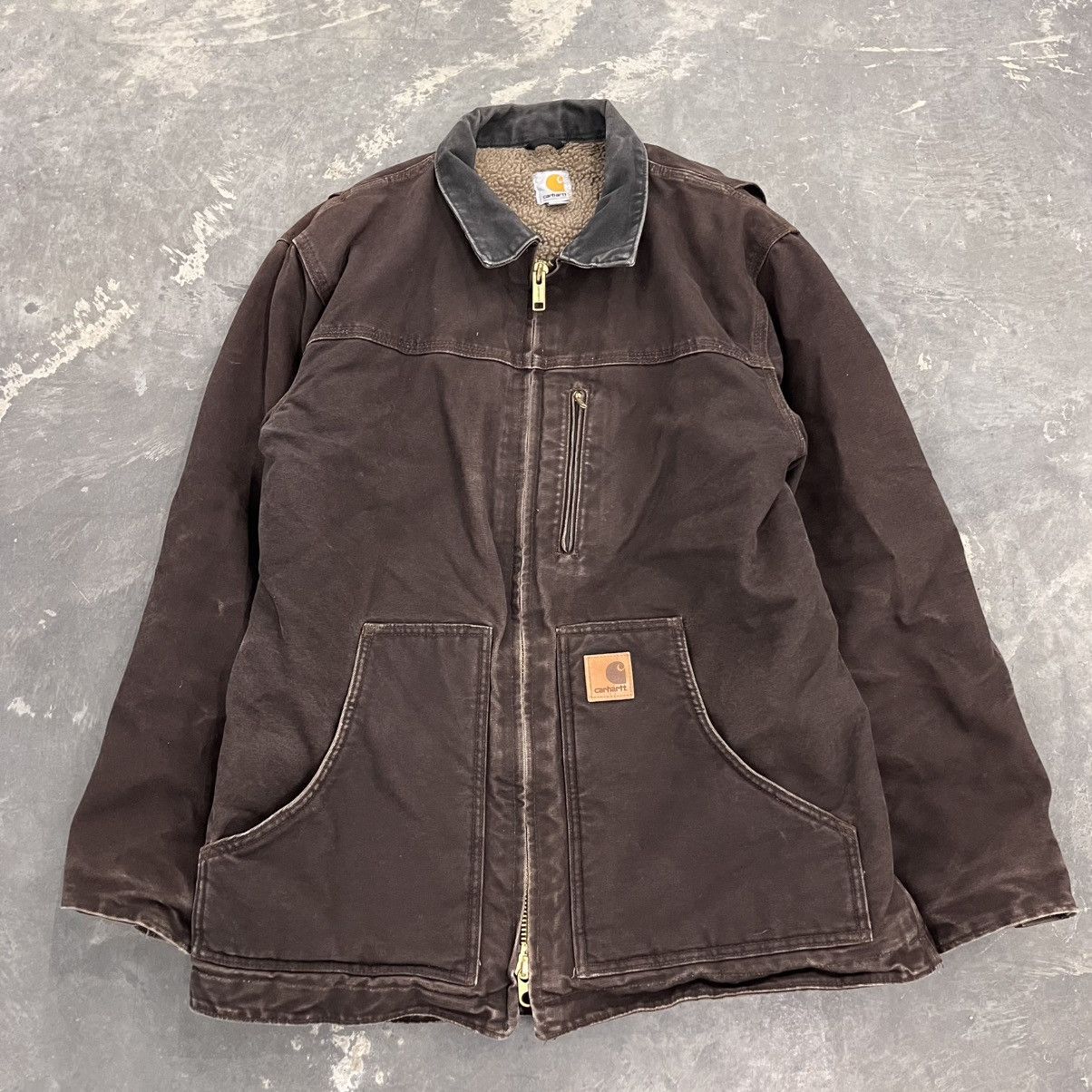Carhartt × Vintage Vintage Carhartt Brown Detroit Jacket Zip Up Fleece Lined M Size US M / EU 48-50 / 2 - 1 Thumbnail