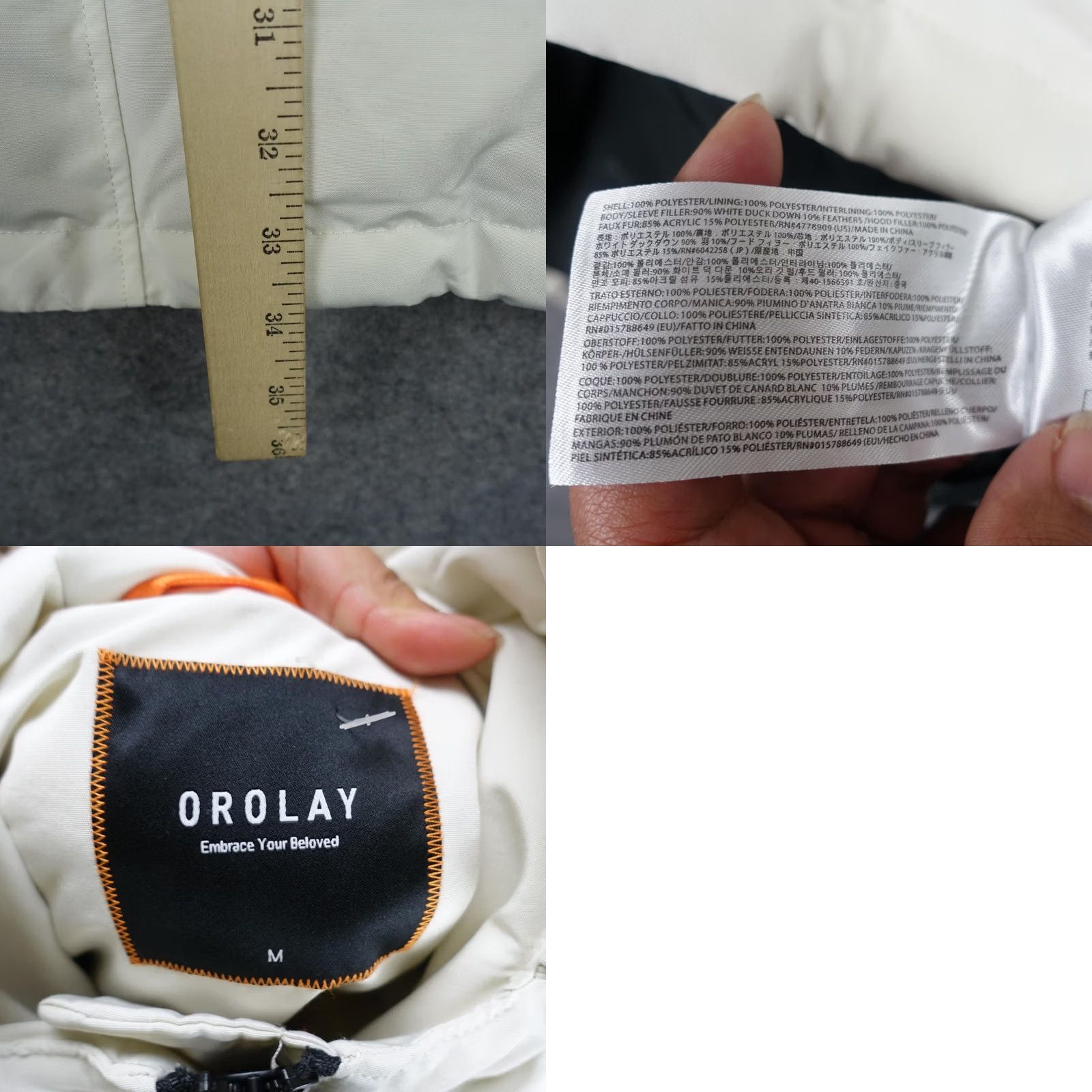 Vintage Orolay Coat Womens M White Hooded Down Puffer Quilted Zip Pockets Winter Size M / US 6-8 / IT 42-44 - 10 Thumbnail