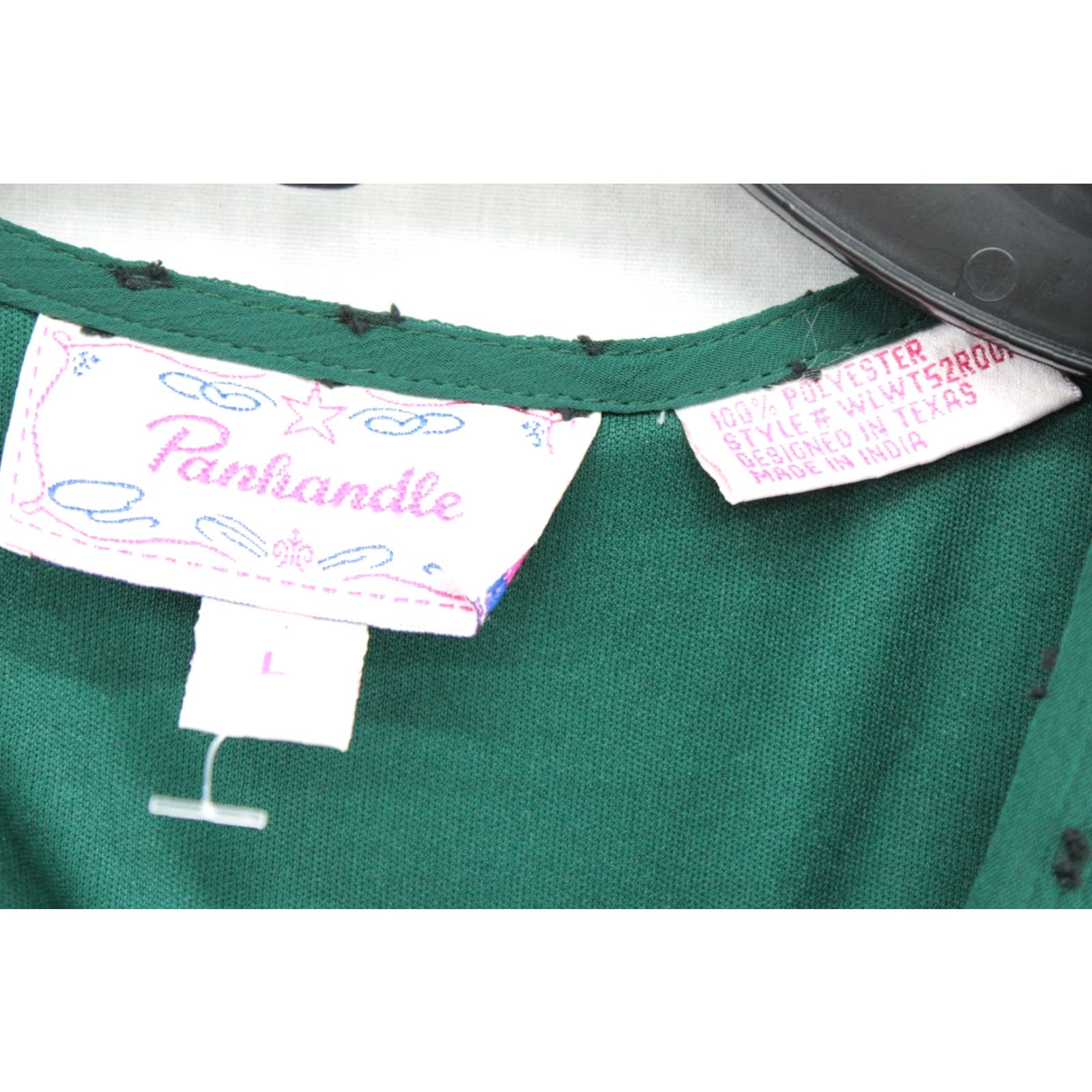 Vintage NWT Panhandle top Shirt Women's Large Forest Green Swiss Dot Balloon Sleeve Size L / US 10 / IT 46 - 3 Thumbnail
