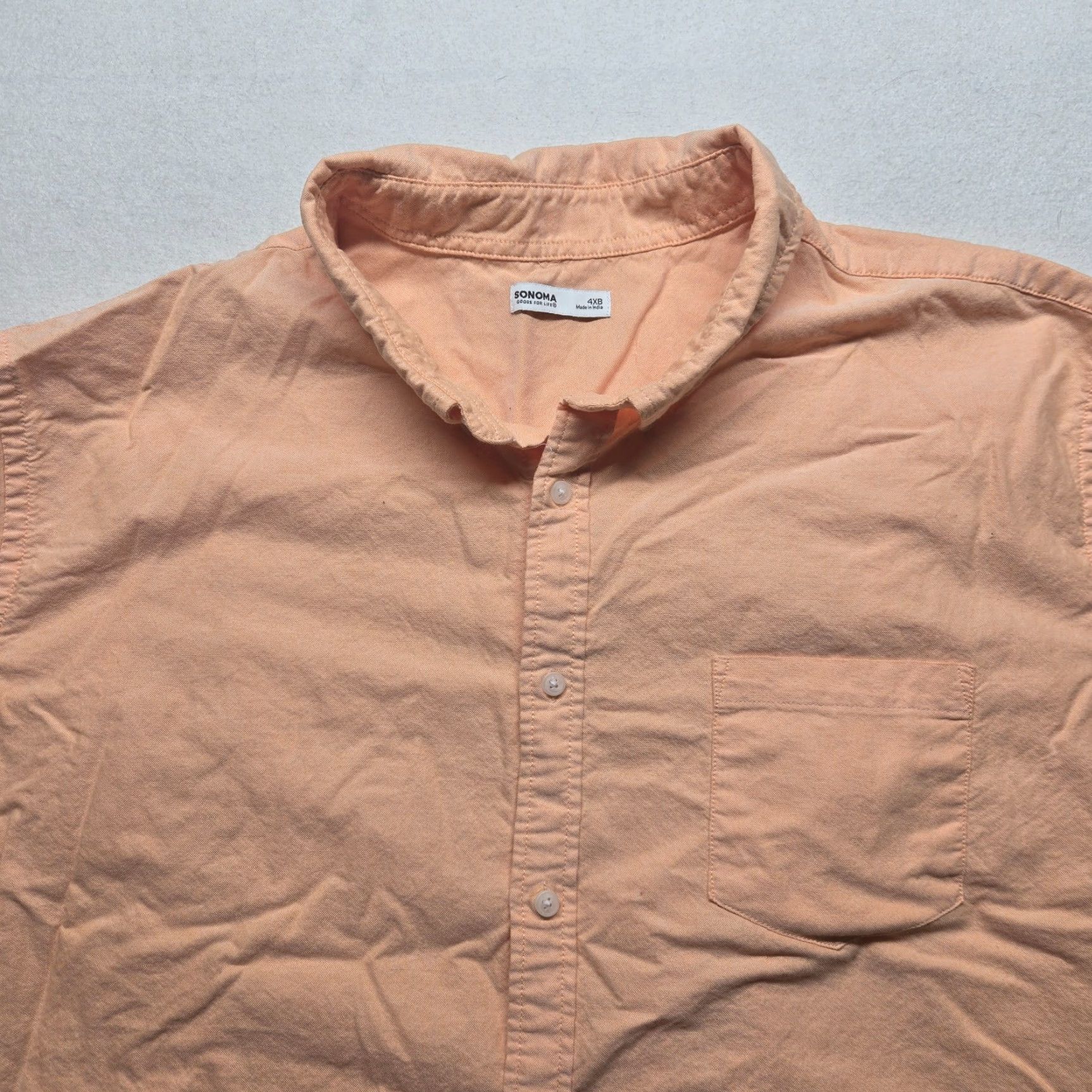 Vintage Sonoma Shirt Big & Tall 4XB Men Orange Solid Short Sleeve Button-Down Shirt Size US XXL / EU 58 / 5 - 2 Thumbnail