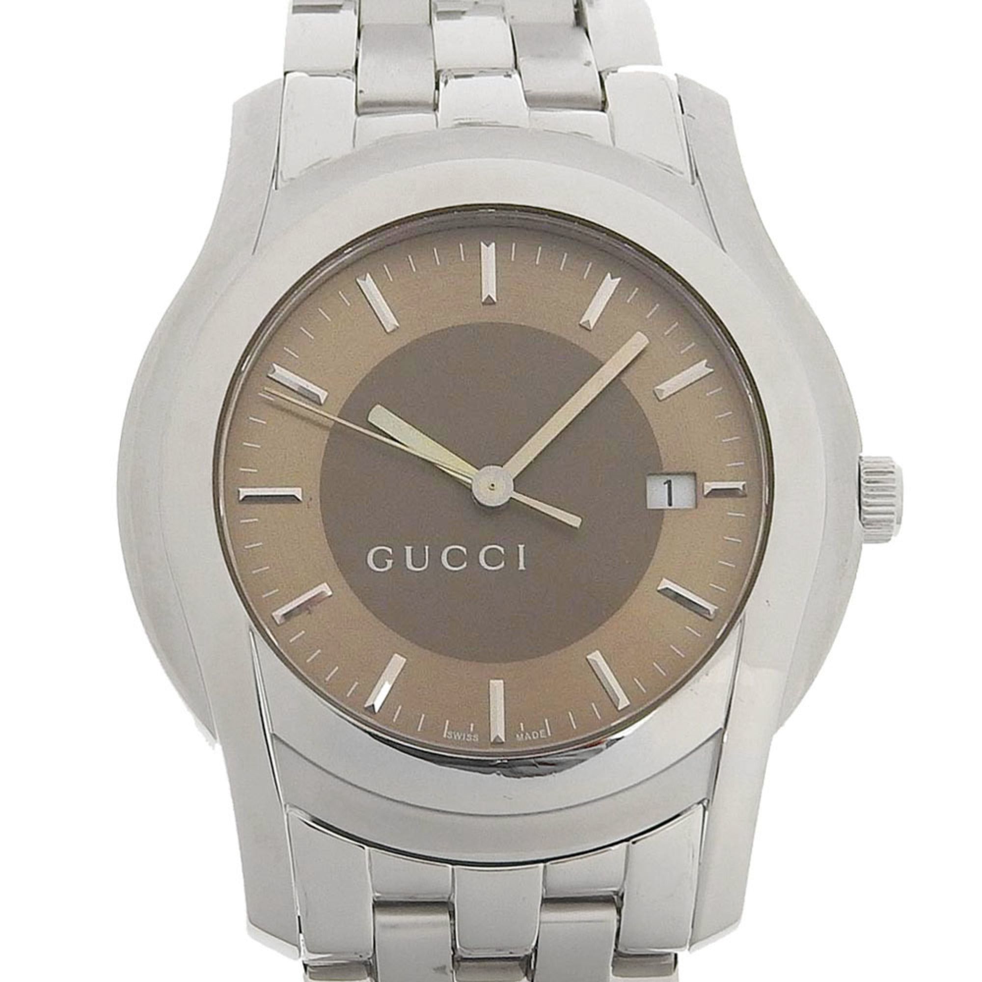 image of Gucci G Class 5500Xl Stainless Steel Quartz Men's Brown Dial Watch in Black