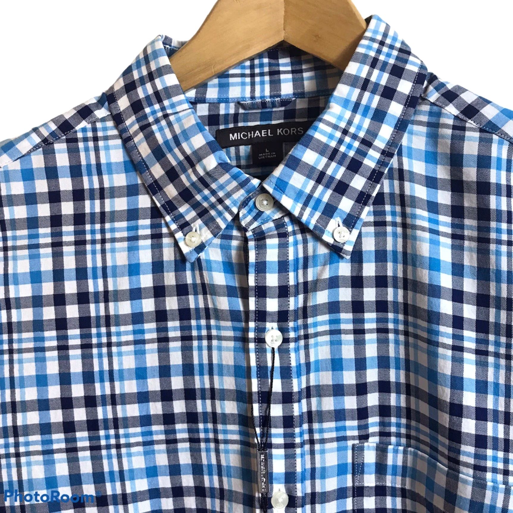 Michael Kors Michael Kors Shirt Mens XL Blue Plaid Print Cotton Rayon Slim Fit Long Sleeve Button-Up Button-Down Collar NEW Size US XL / EU 56 / 4 - 3 Thumbnail