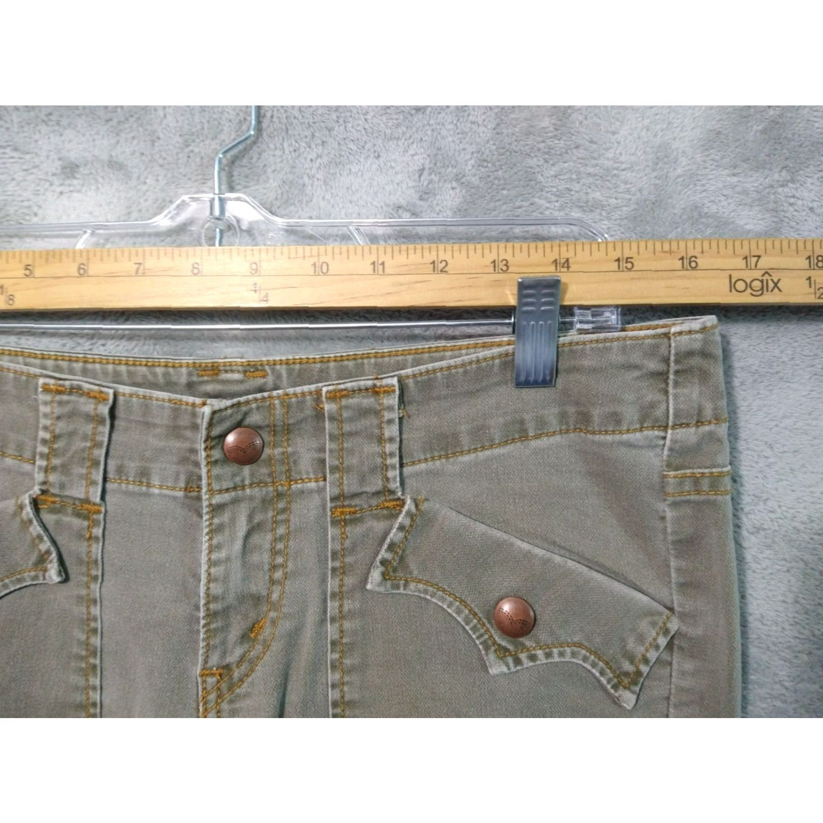 Levi's VINTAGE Levi's Jeans Womens 11 Green Denim Too Superlow Stretch Straight Leg 90s Jeans Womens Size 32" / US 10 / IT 46 - 3 Thumbnail
