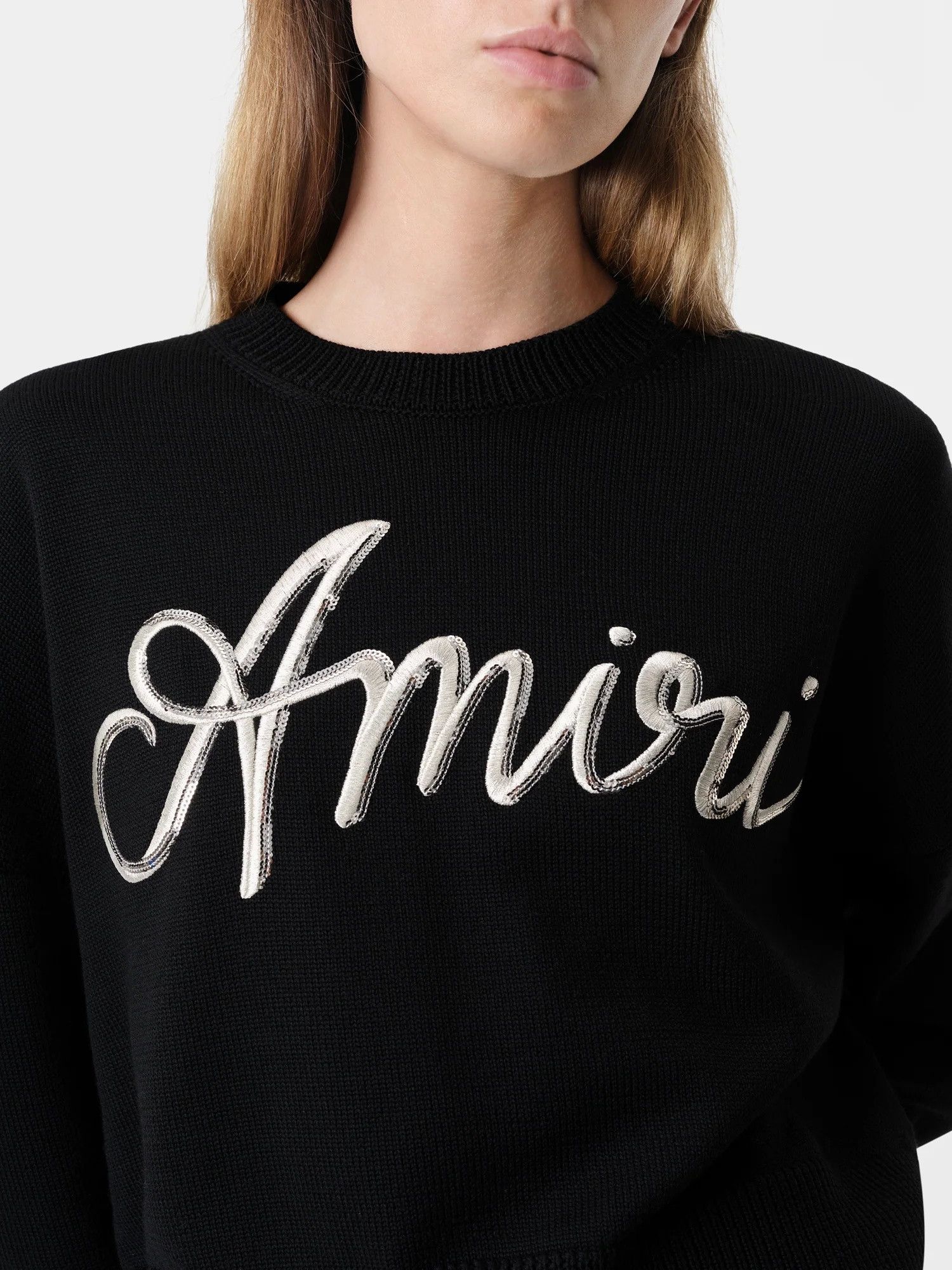 Amiri o1orln1025 MA Swirl Crewneck Sweater in Black Size L / US 10 / IT 46 - 5 Thumbnail