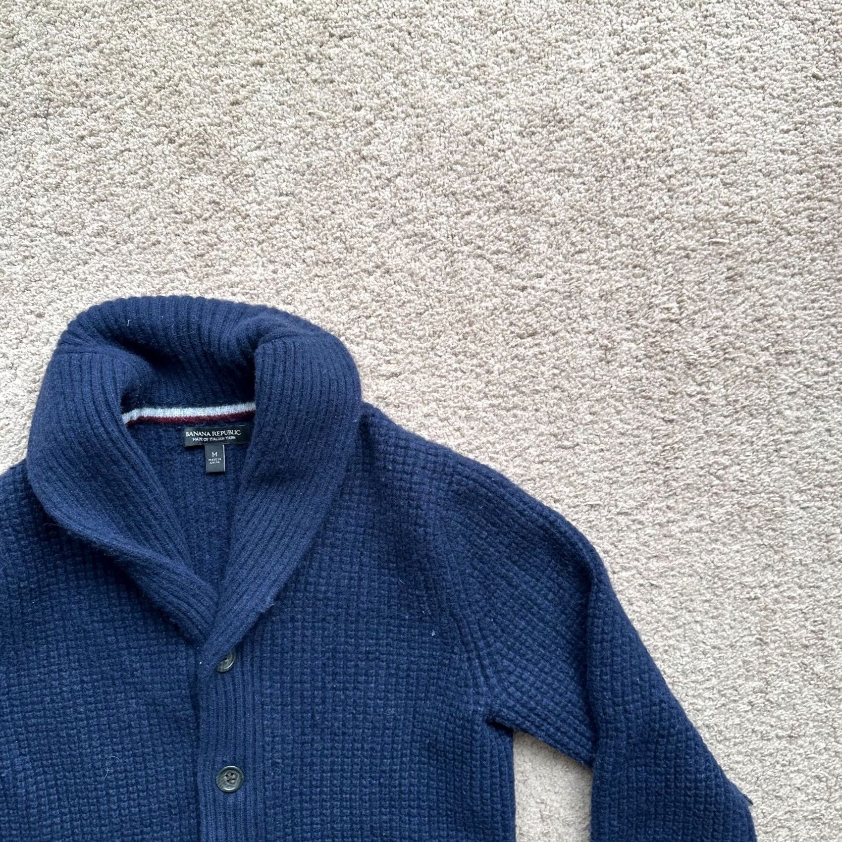 Banana Republic Banana Republic Sweater Mens Medium Wool Cardigan Navy Blue Cowl Neck Size US M / EU 48-50 / 2 - 4 Thumbnail
