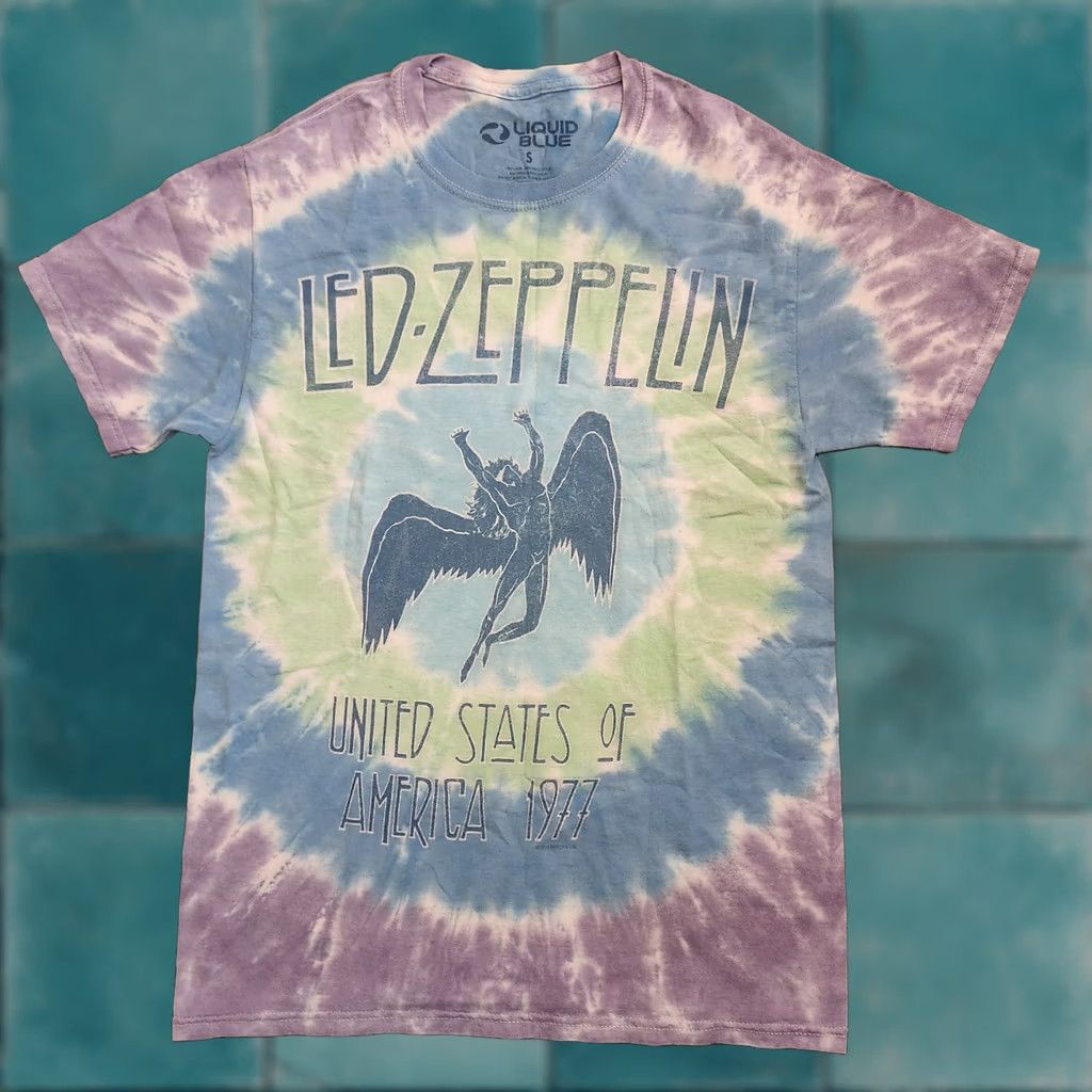 Liquid Blue Liquid Blue Shirt Mens S Led Zeppelin Tie Dye Band USA Rock Tee STAINS Size US S / EU 44-46 / 1 - 1 Thumbnail