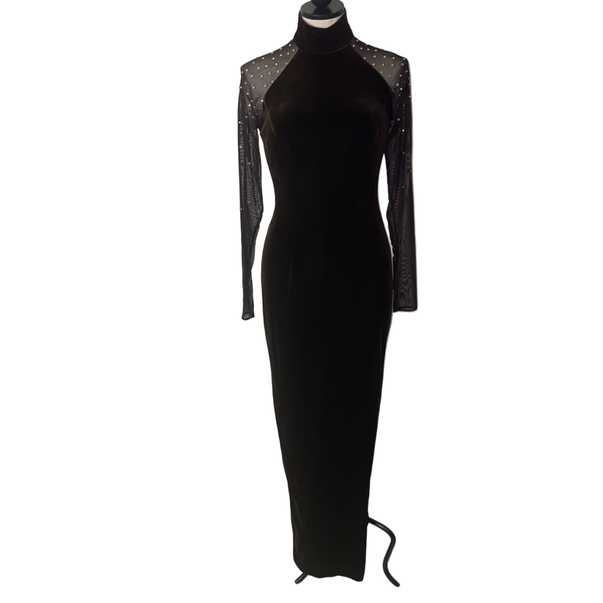 image of Tadashi Vintage Bodycon Dress Size Small Brown Velvet, Women's