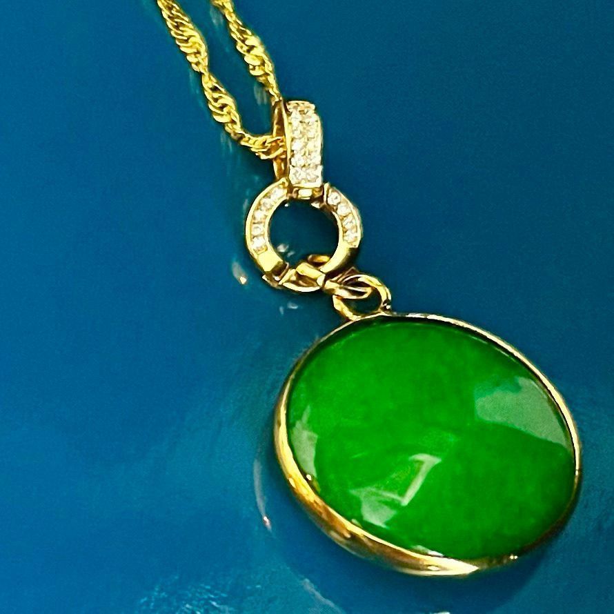 BAi Burmese Jade & Gold 18k GF Necklace