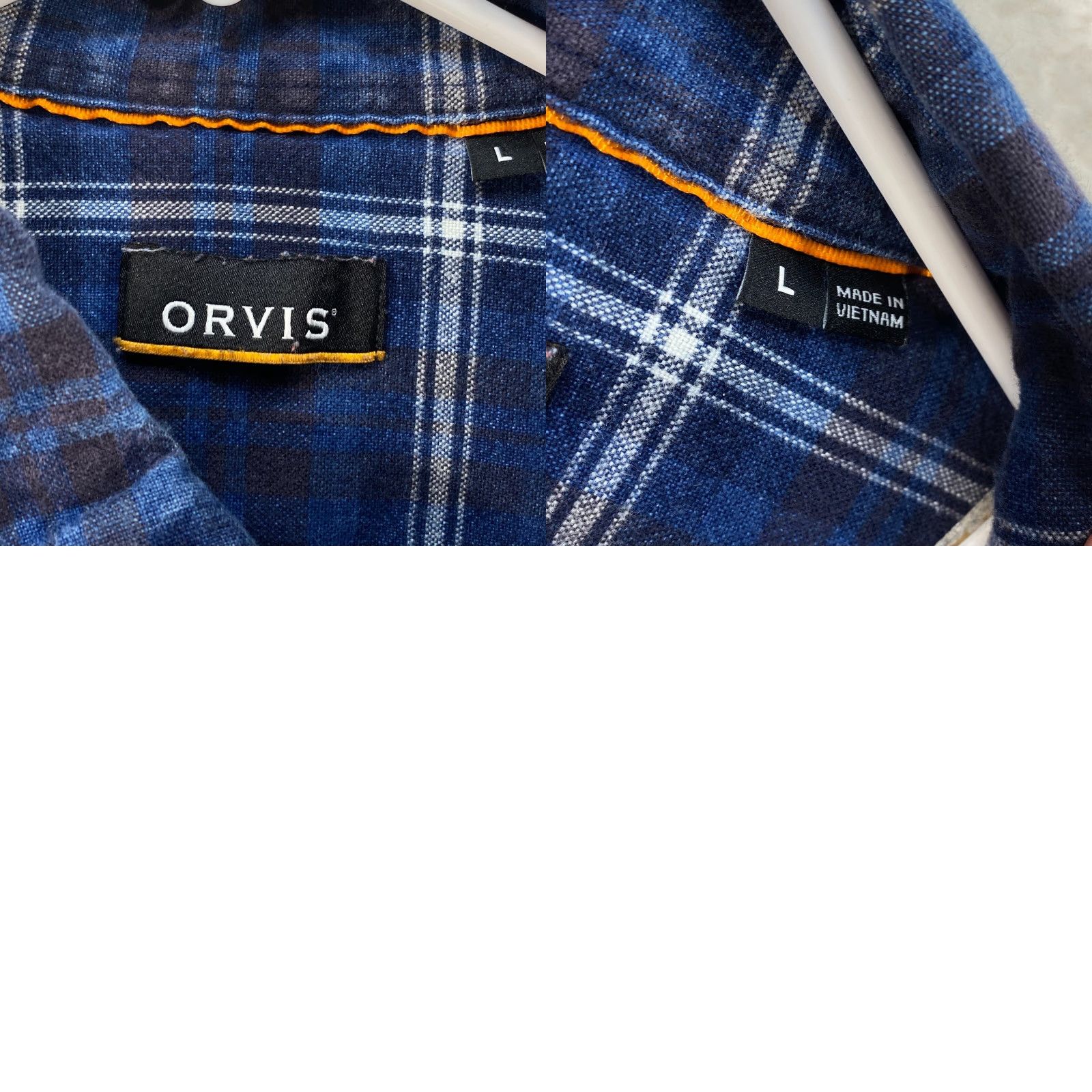 Orvis Orvis Long Sleeve Button-Up Denim Blue Plaid Shirt Mens Size Large 100% Cotton Size US L / EU 52-54 / 3 - 8 Thumbnail