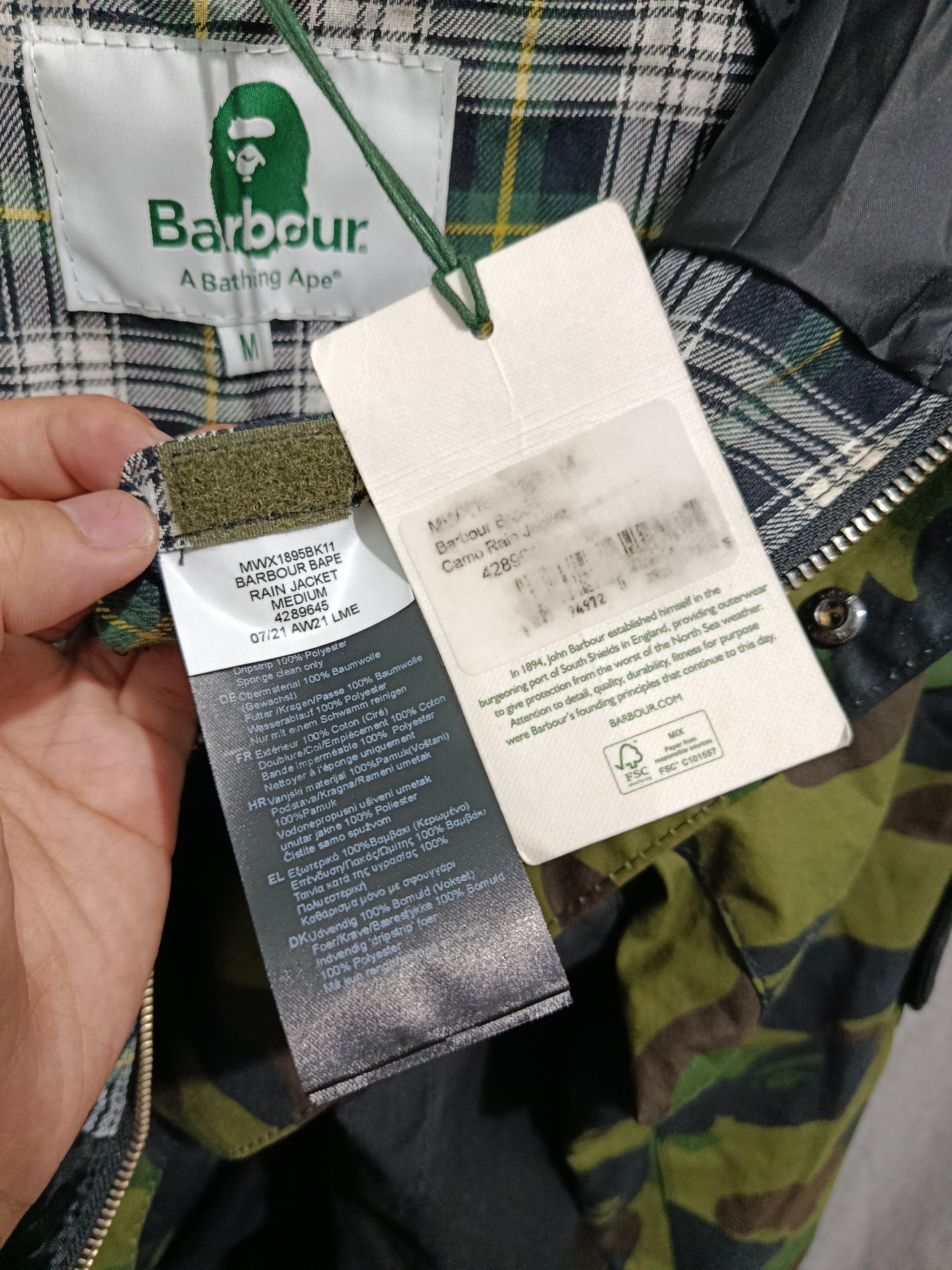 Bape × Barbour Barbour x Bape Camo rain wax jacket Size US M / EU 48-50 / 2 - 10 Thumbnail