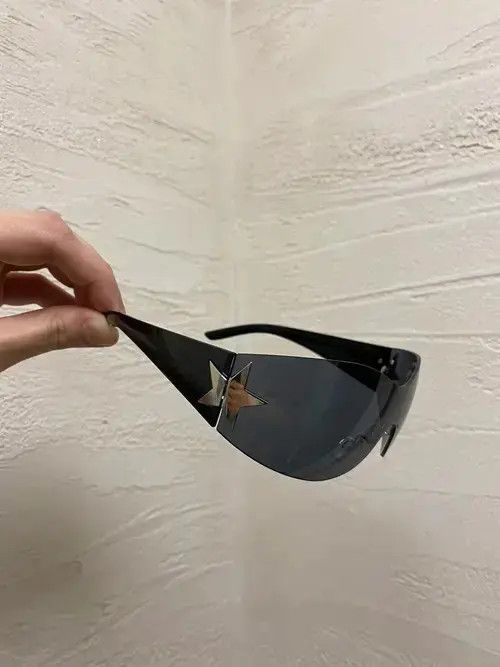 Japanese Brand × Vintage Vintage Black Chrome Star Y2K glasses Sunglasses Size ONE SIZE - 2 Thumbnail