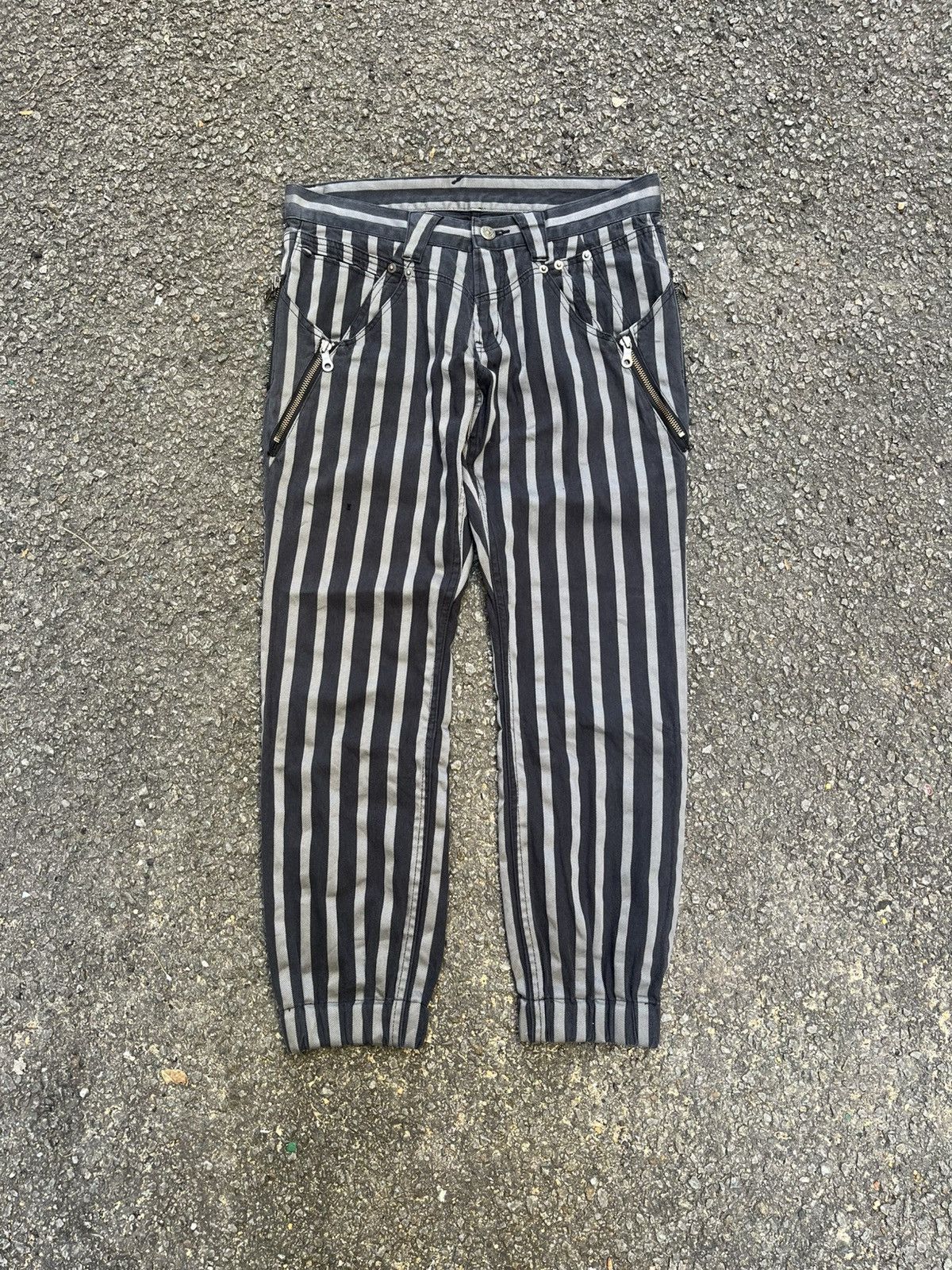 PPFM PPFM Striped Denim Multi Zippers Jeans Cyber Punk Grunge Size US 30 / EU 46 - 1 Thumbnail