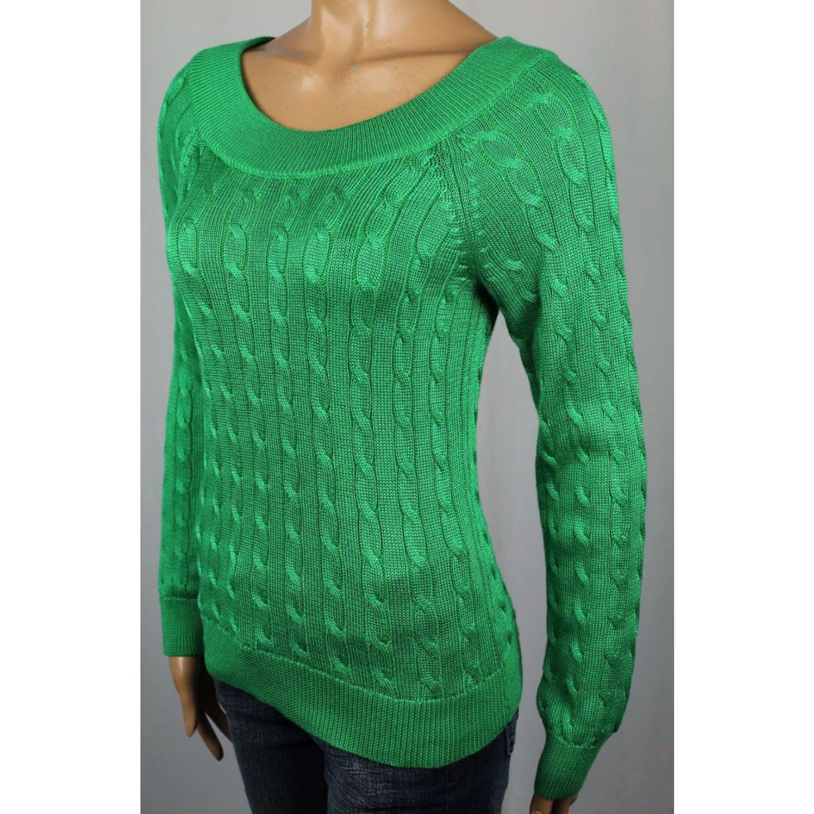 Ralph Lauren Ralph Lauren Green Scoop Neck Cable Knit Sweater NWT Women L XS S M Color Green Pattern Solid Size L / US 10 / IT 46 - 2 Thumbnail
