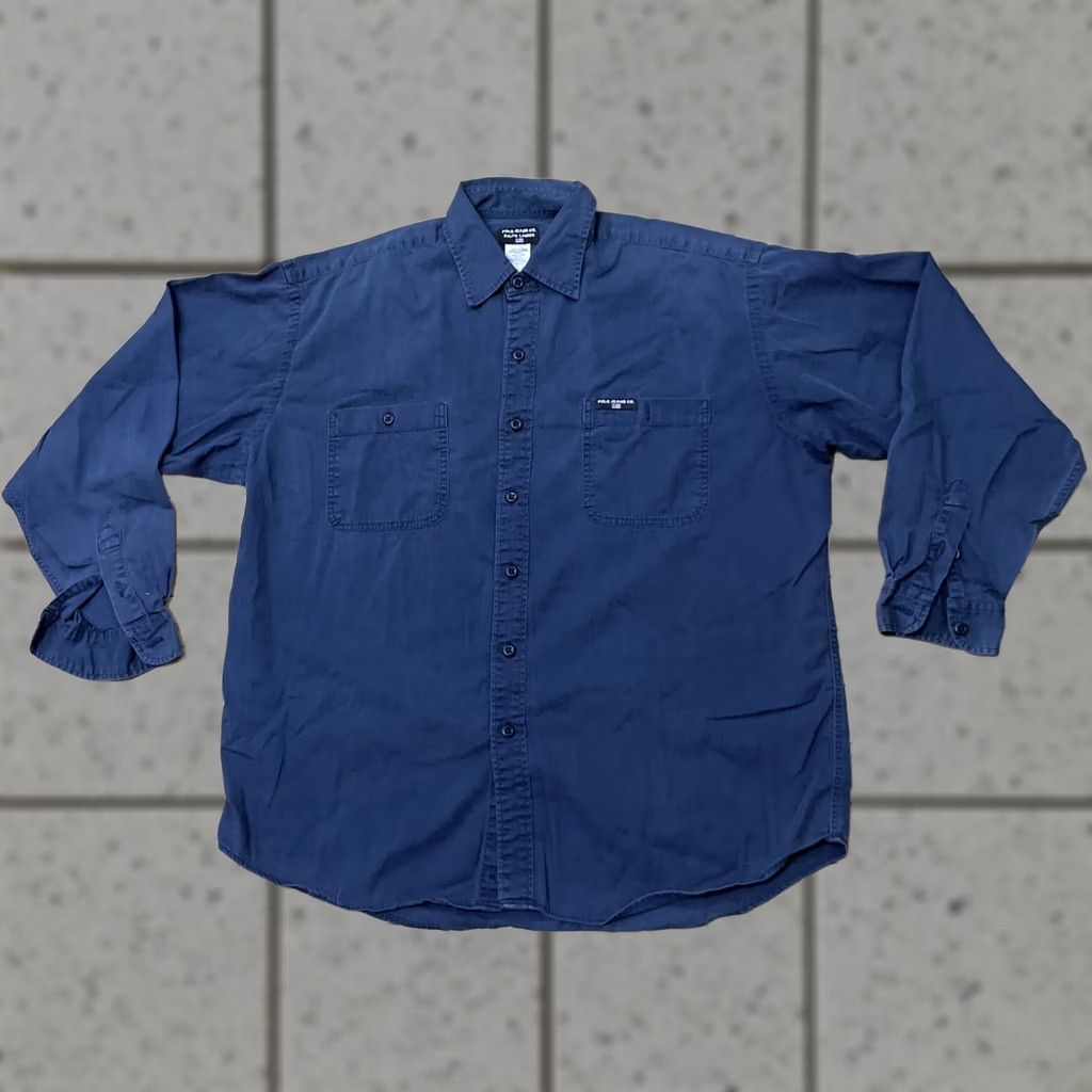Polo Ralph Lauren VINTAGE Polo Jeans Co. Ralph Lauren Shirt Men XL Twill Blue Y2K Streetwear Signature 90s Classic Button-Up Size US XL / EU 56 / 4 - 1 Thumbnail