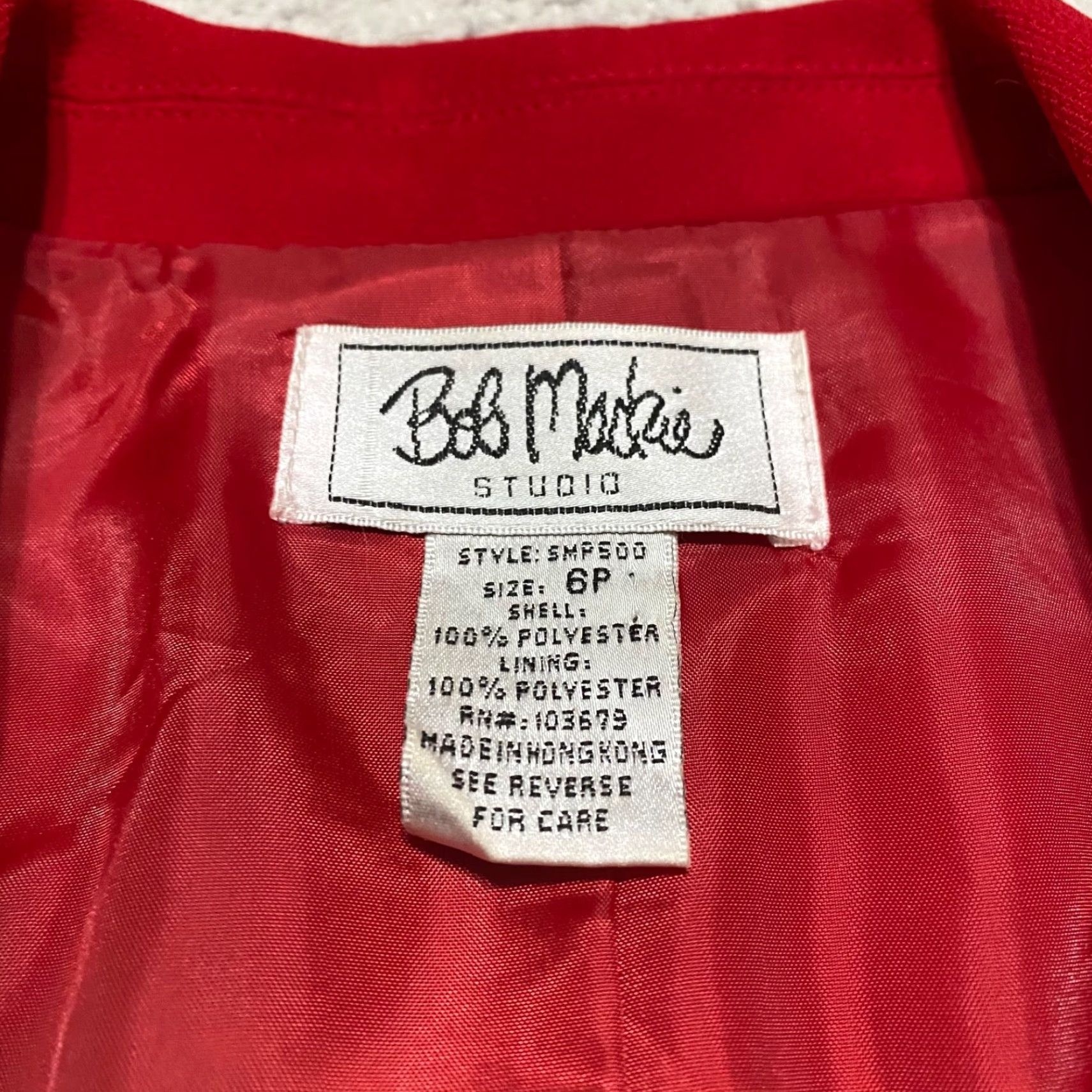 Bob Mackie Mackie Blazer Jacket 6P Women’s Petite Red Lined 1 Button Business Casual Spring Fall Winter Size M / US 6-8 / IT 42-44 - 3 Thumbnail