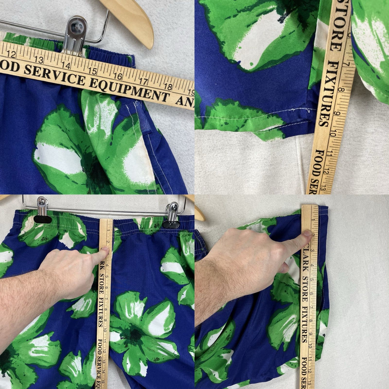 Vintage VINTAGE Banana Split Swim Trunks Mens L Blue Floral Hibiscus 80s Beach Hawaiian Lined Pockets Elastic Drawstring Size US 33 - 10 Thumbnail