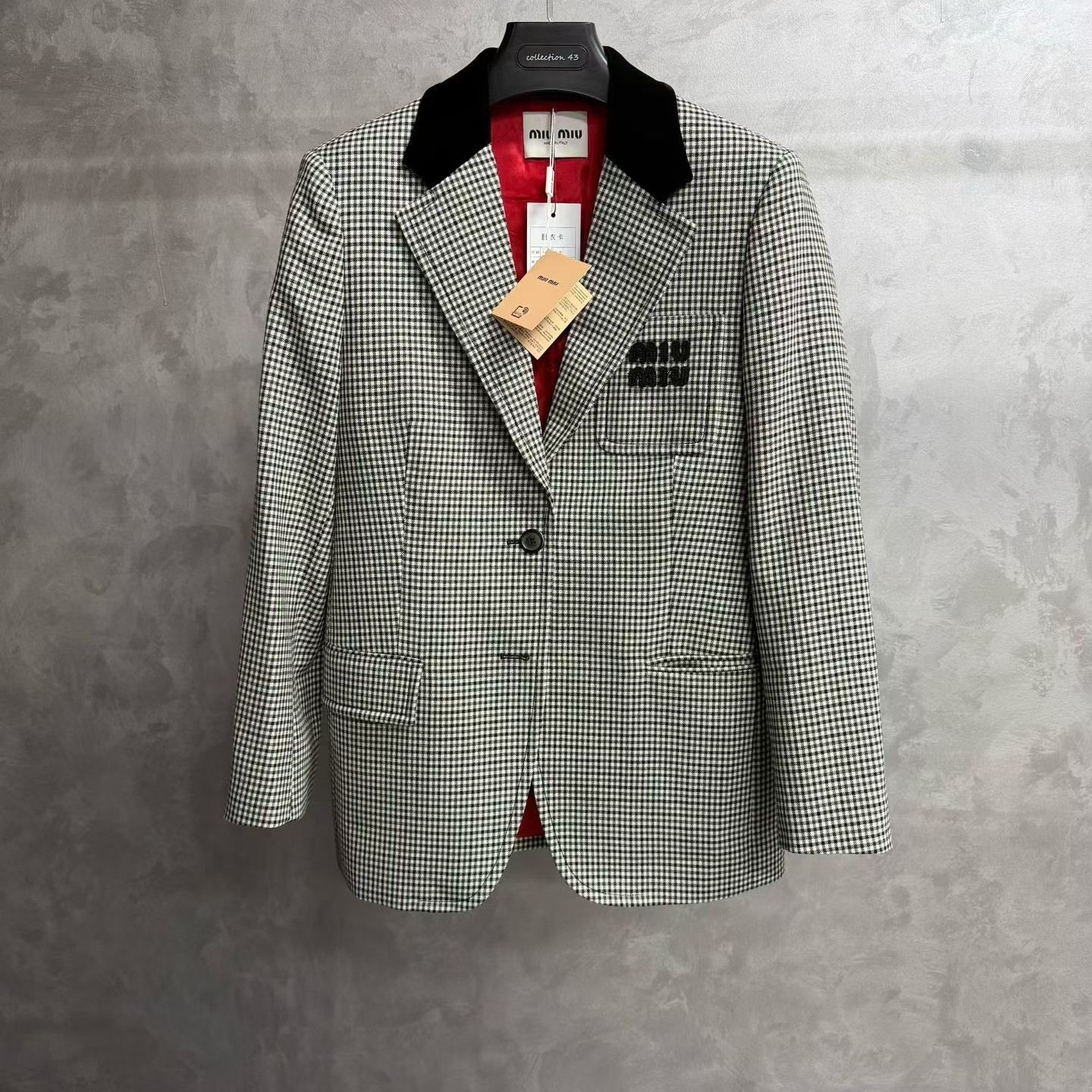 Miu Miu Miu Miu Gray Plaid Lapel Blazer Size S / US 4 / IT 40 - 1 Thumbnail