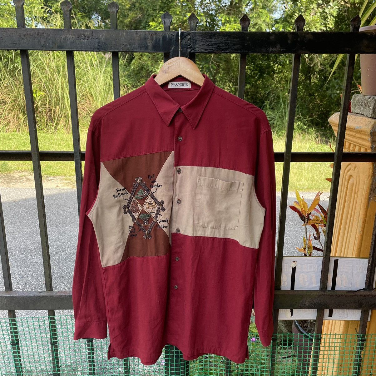 Designer × Japanese Brand × Vintage 🔥🇯🇵PIA SPORTS Suede Rucksack Two Tone Buttons Shirts Size US M / EU 48-50 / 2 - 1 Thumbnail