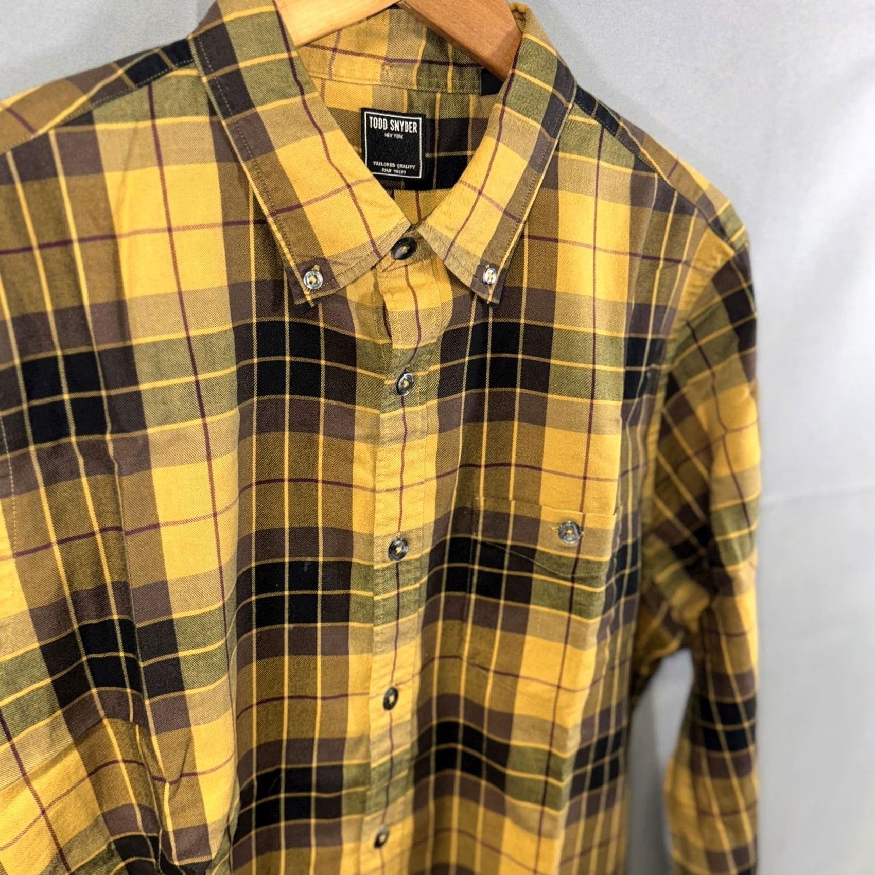 Todd Snyder Todd Snyder Shirt Mens XL Yellow Black Plaid Button Down Tencel Cotton Button-Up Shirt Size US XL / EU 56 / 4 - 4 Thumbnail