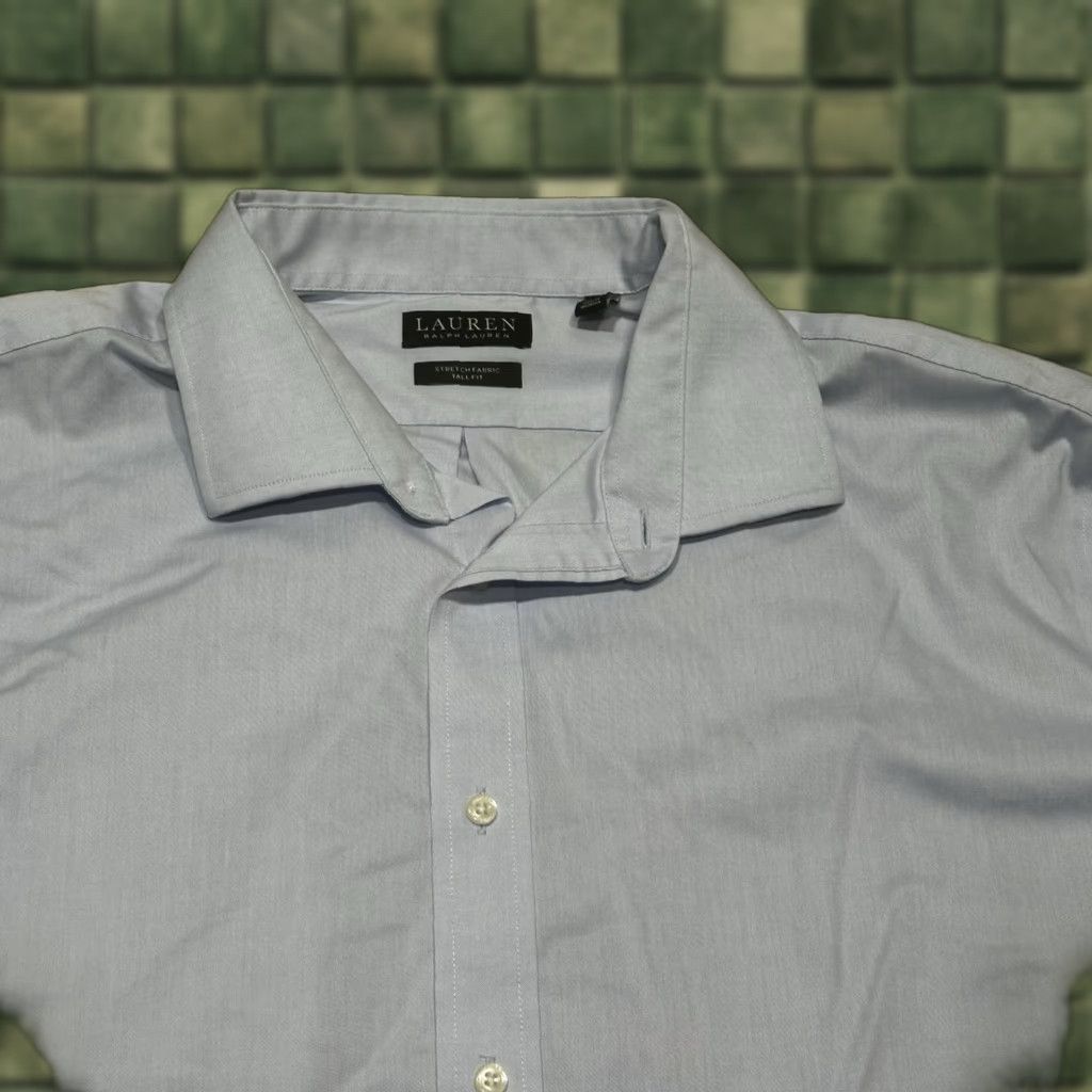 Ralph Lauren Lauren Ralph Lauren Dress Shirt 18.5 36/37 Blue Stretch Tall Fit Mens Size 48R - 1 Thumbnail