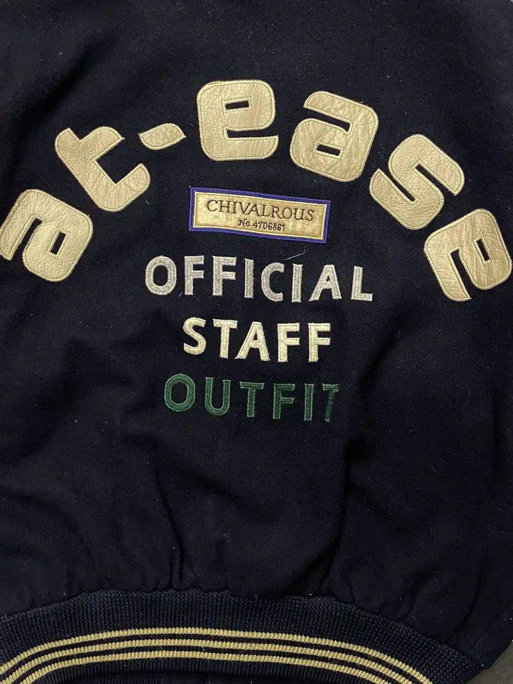 Japanese Brand × Vintage Vintage 80’s At-Ease Japan Staff Wool Leather Varsity Jacket Size US XL / EU 56 / 4 - 5 Thumbnail
