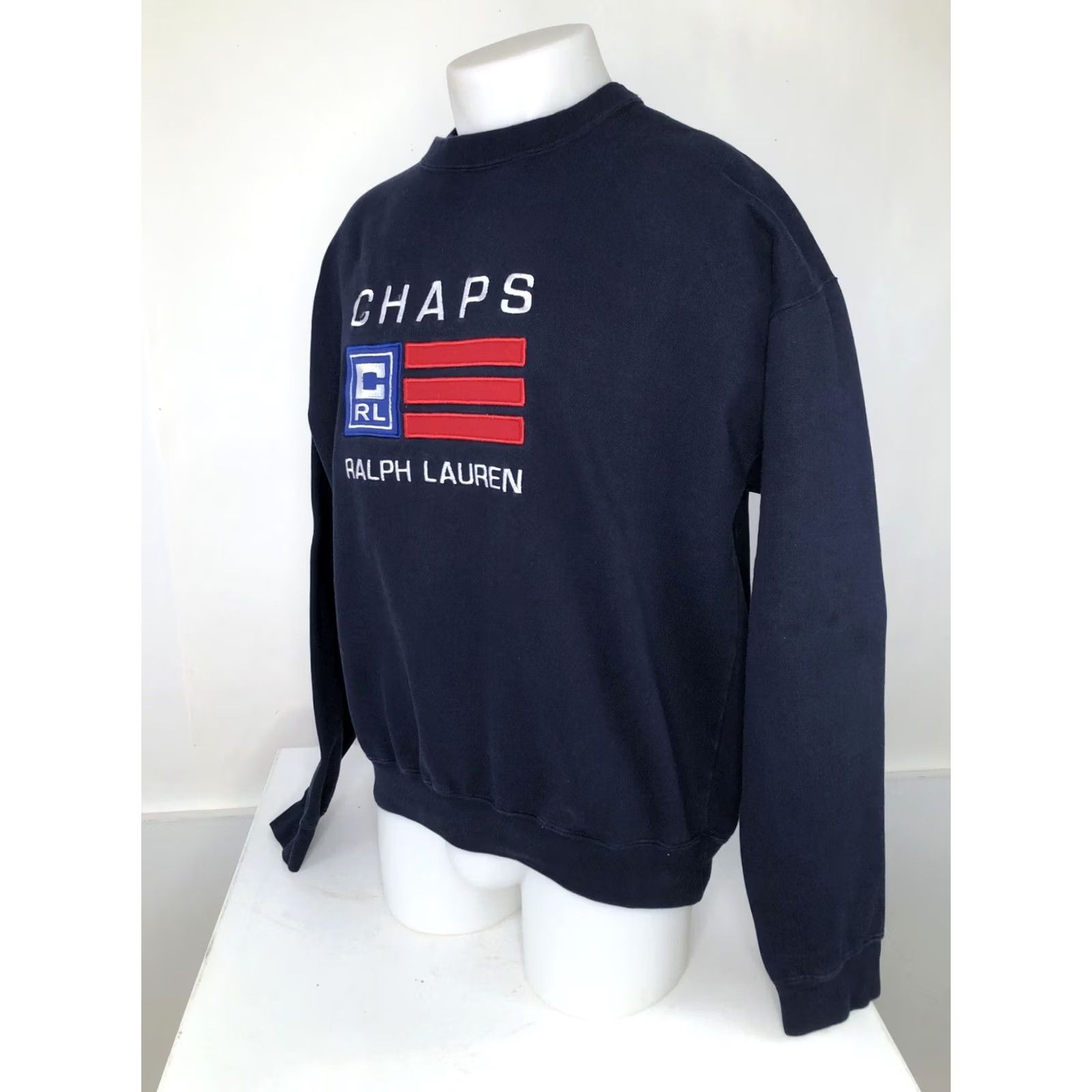 Ralph Lauren VINTAGE CHAPS / RALPH LAUREN Embroidered FLAG Mens L Sweatshirt Sweater - EXCELLENT Size US L / EU 52-54 / 3 - 3 Thumbnail