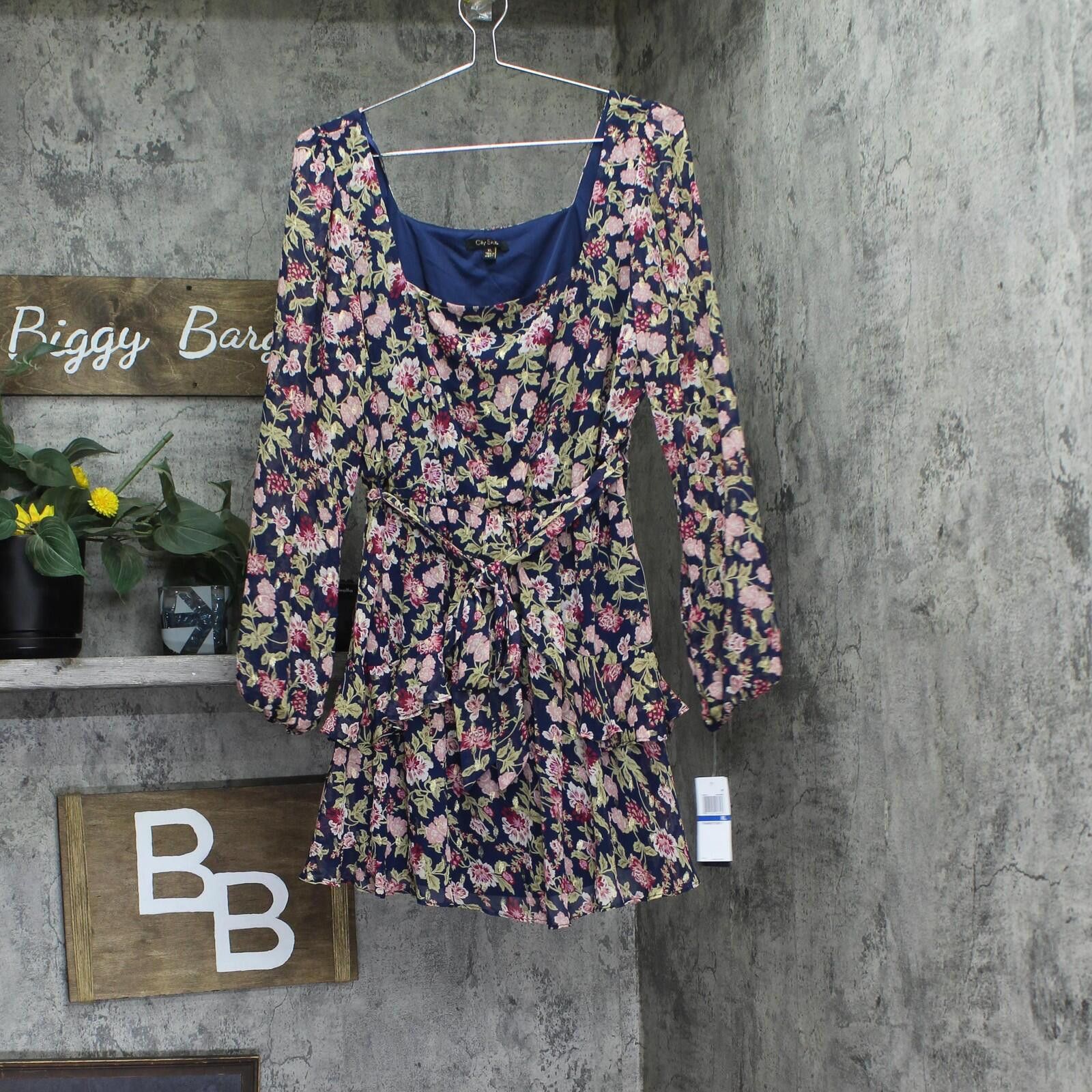 Other Nwt City Studio Fit Flare Dress Belted Navy Blue Multi Xl Size XL / US 12-14 / IT 48-50 - 1 Thumbnail