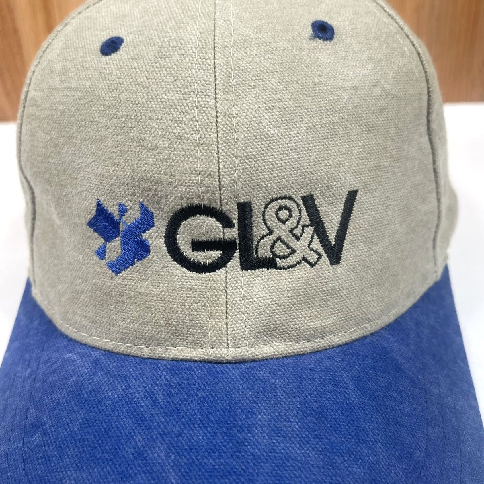 Vintage AJM Headwear Hat Adult Beige GL&V Embroidered Adjustable StrapBack Baseball Cap Size ONE SIZE - 3 Thumbnail