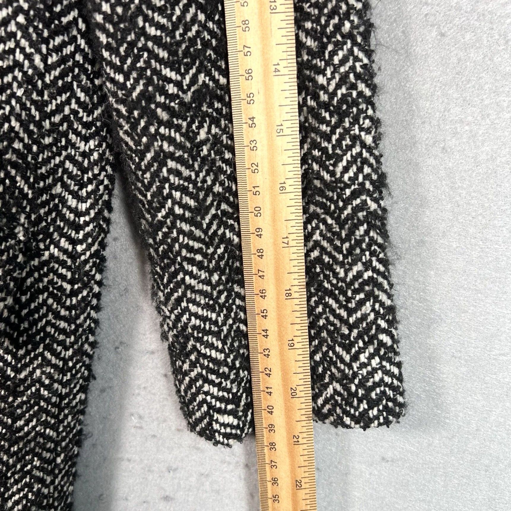 Mango MANGO Buttoned Wool Blend Coat - Gray Herringbone Long Sleeve Lined Small Womens Regular Jacket/Coat Size S / US 4 / IT 40 - 4 Thumbnail
