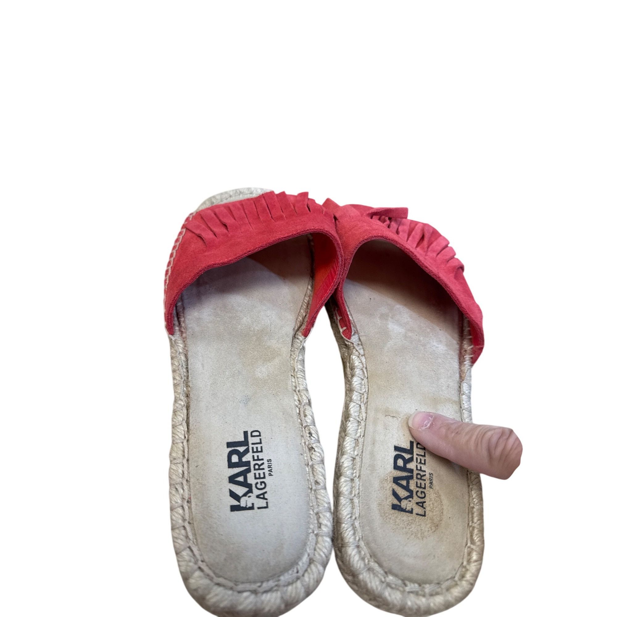 Karl Lagerfeld Karl Lagerfeld Womens Red Suede Fringe Espadrille Sandals Si Size US 11 / IT 41 - 9 Thumbnail