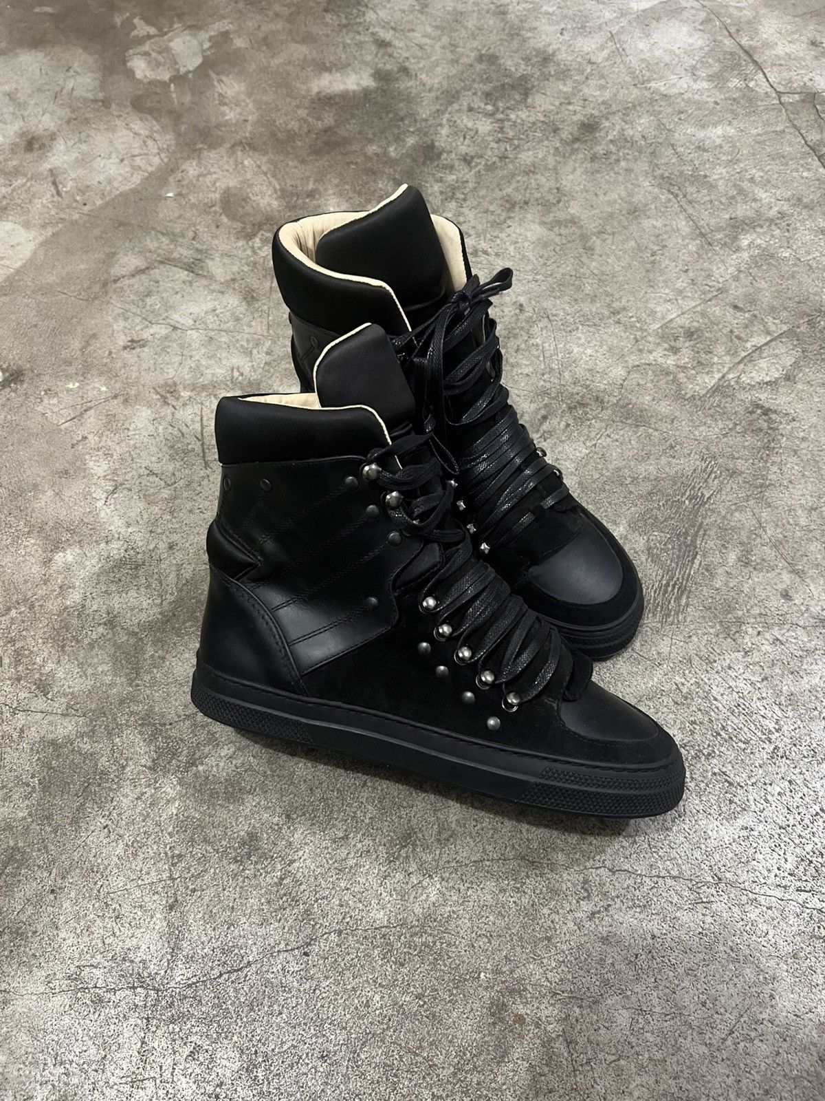 Jean Paul Gaultier 2000’s Jean Paul Gaultier Black Suede Leather High Top Shoes Size US 7.5 / EU 40-41 - 3 Thumbnail