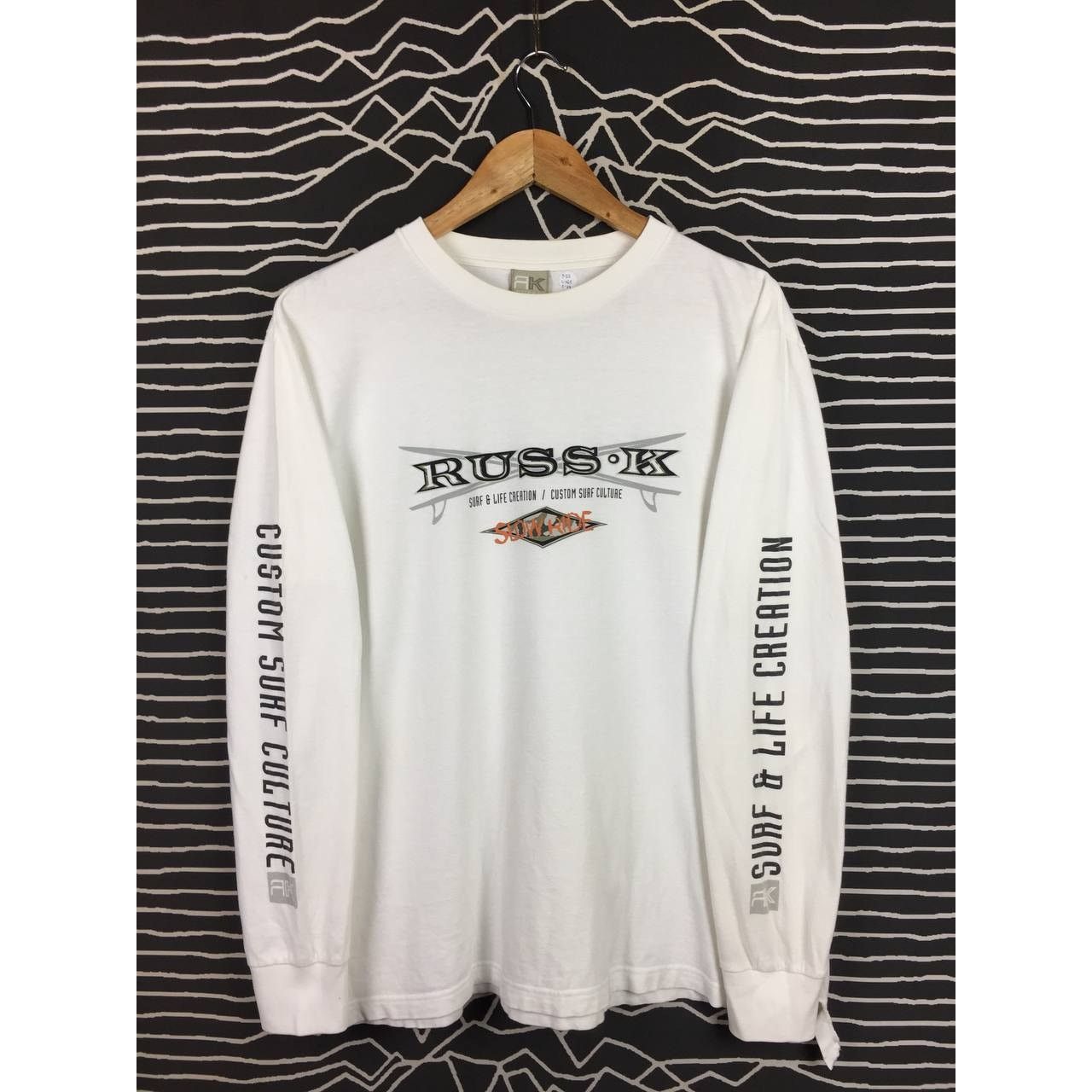 Japanese Brand RUSS-K Custom Surf Culture Slow Ride Longsleeve Tee Size US L / EU 52-54 / 3 - 1 Thumbnail