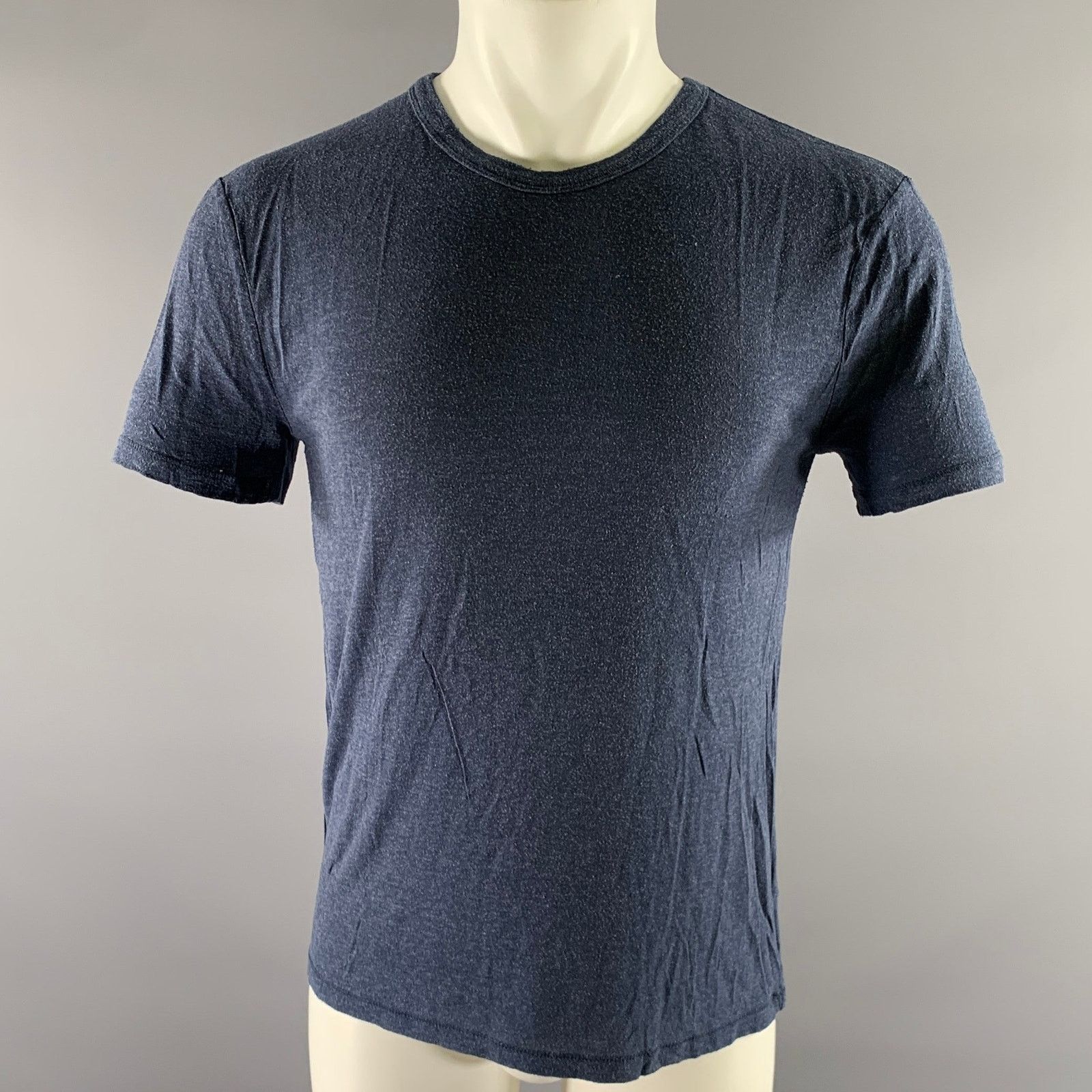 Alexander Wang ALEXANDER WANG XS Navy Textured Silk Rayon Muscle T-shirt Size US XS / EU 42 / 0 - 1 Thumbnail