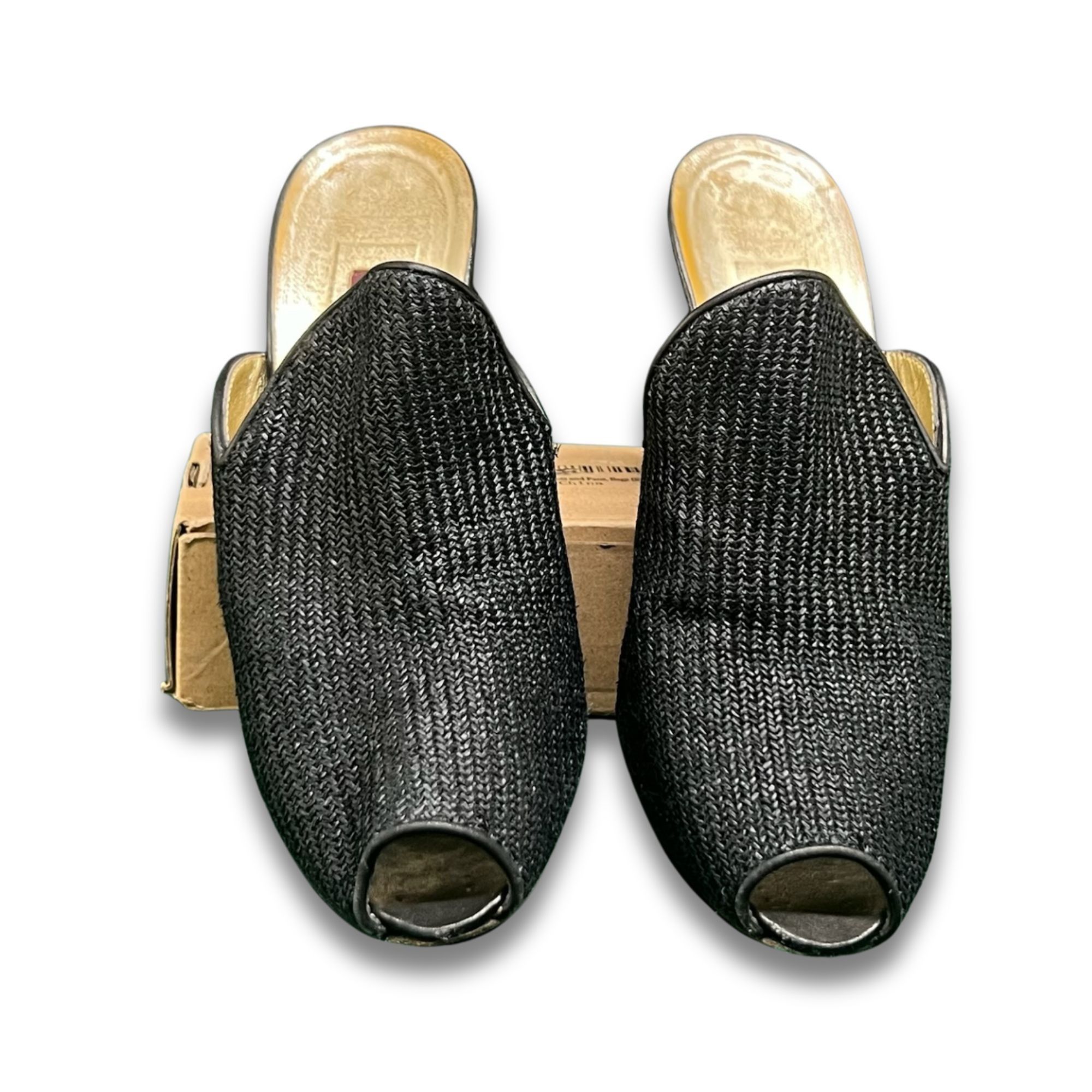 Walter Steiger Walter Steiger Womens Heeled Sandals Size 7.5 Black Woven Op Size US 7.5 / IT 37.5 - 2 Thumbnail