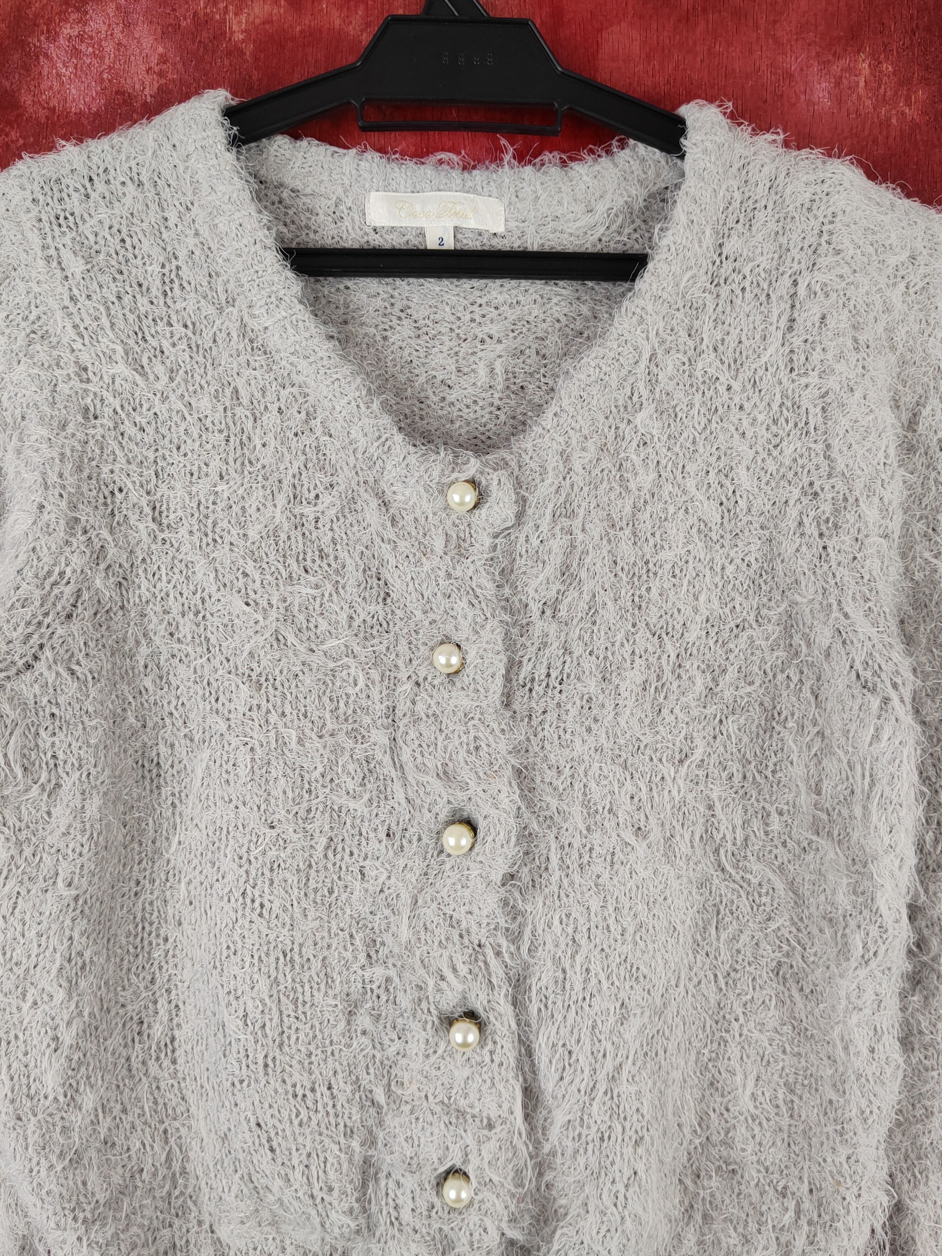 Aran Isles Knitwear × Japanese Brand × Vintage Caca Deal Light Gray Shag Shaggy Fur Mohair Knitwear #S1919 Size S / US 4 / IT 40 - 2 Thumbnail