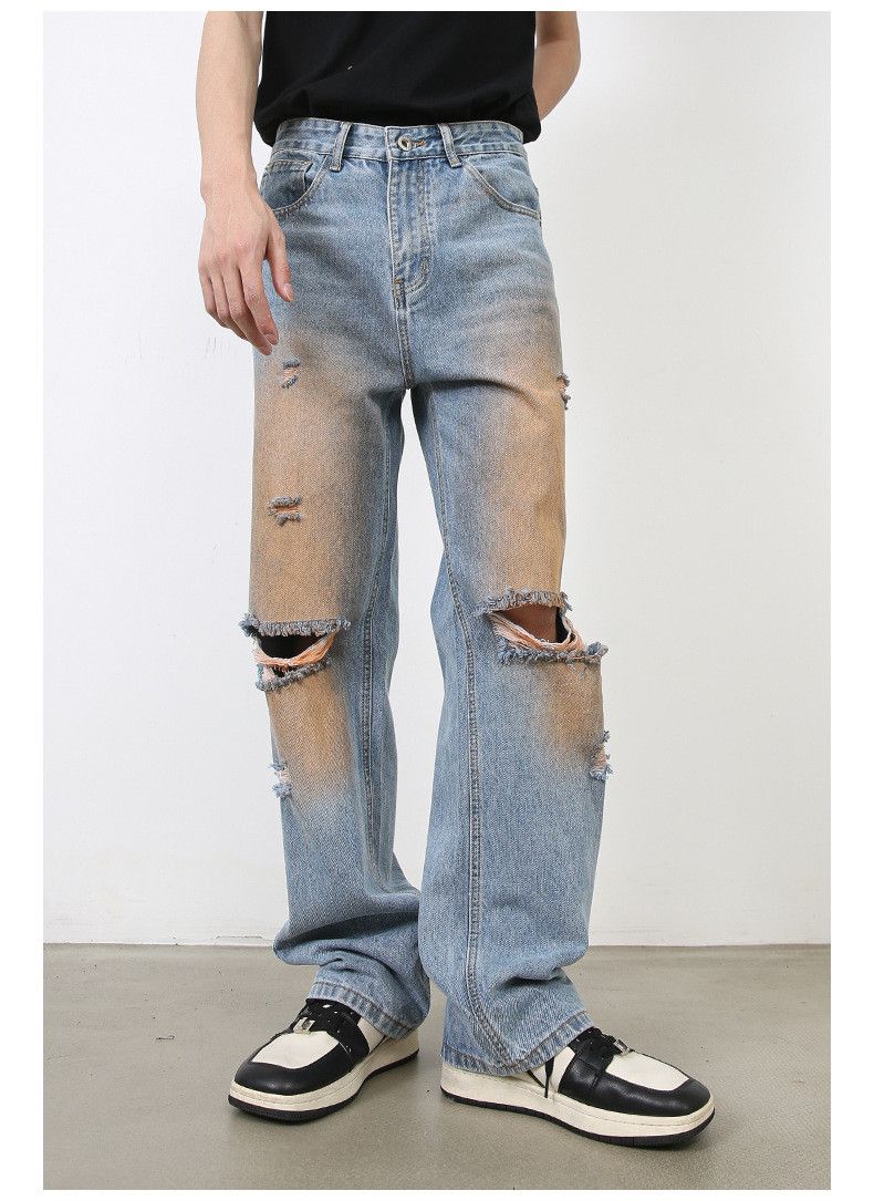 Japanese Brand × Jean Men's American style distressed tie-dye ripped jeans Size US 32 / EU 48 - 4 Thumbnail