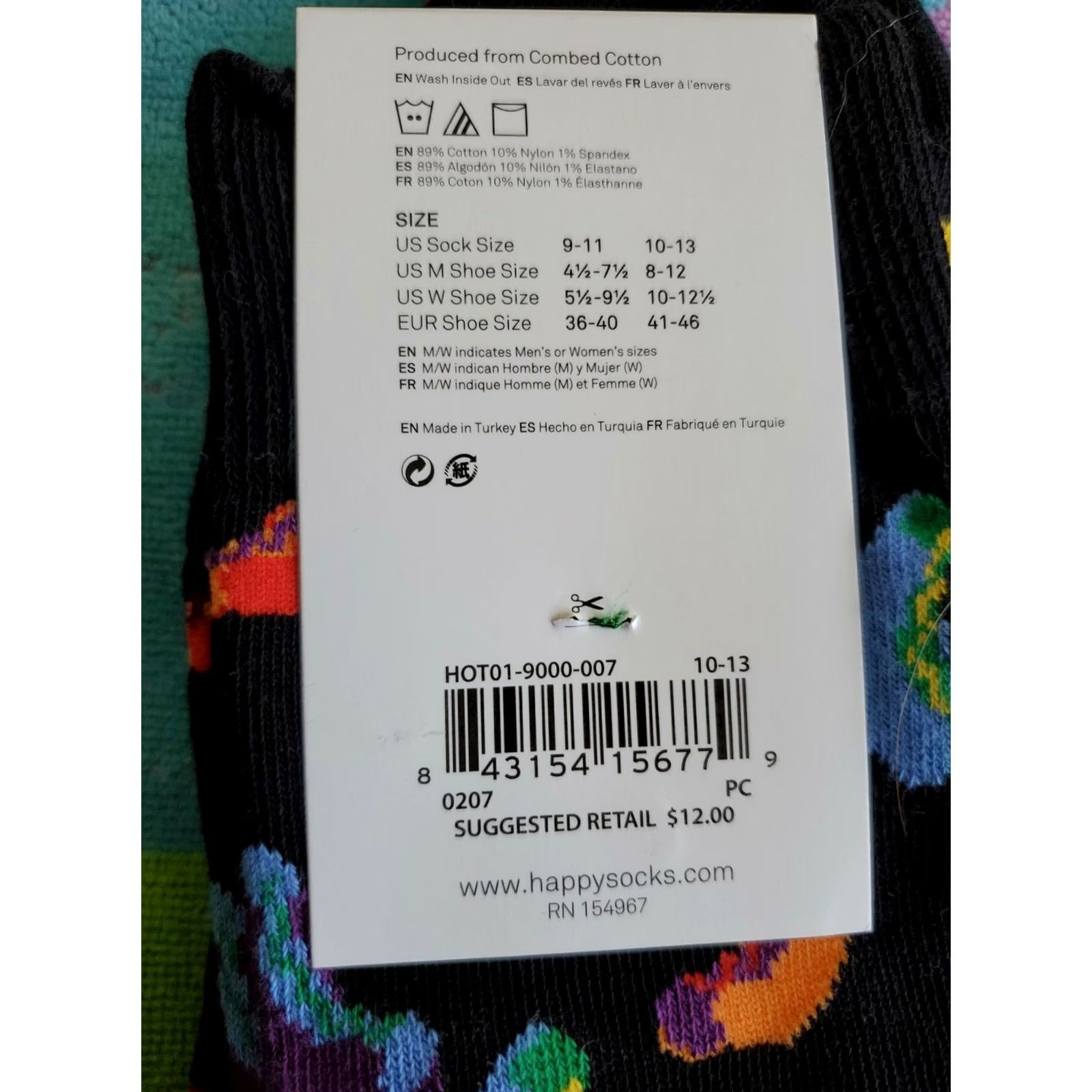 Happy Socks HAPPY SOCKS Colorful Hotdogs Sock Unisex Adults 10-13 Black Cotton Blend Casual Socks Size ONE SIZE - 6 Thumbnail