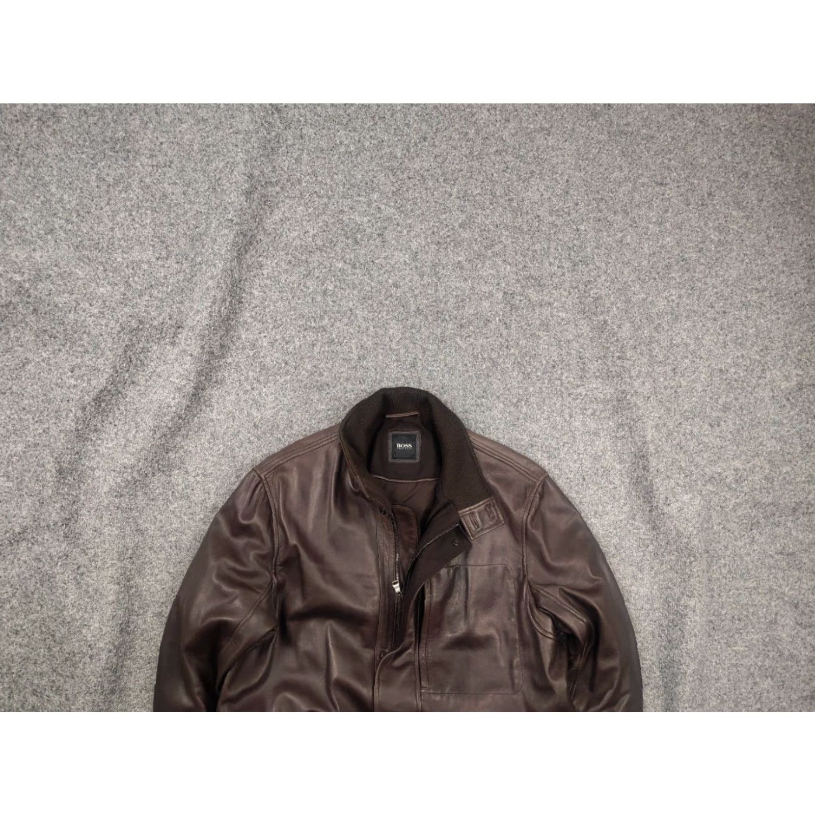 Hugo Boss HUGO BOSS Italian lamb nappa Leather Dark Brown Classic Pocket Jacket Leather Shirt Jacket Mens Regular Size M Brown 90s Classic Style Pocket Details Size US M / EU 48-50 / 2 - 2 Thumbnail