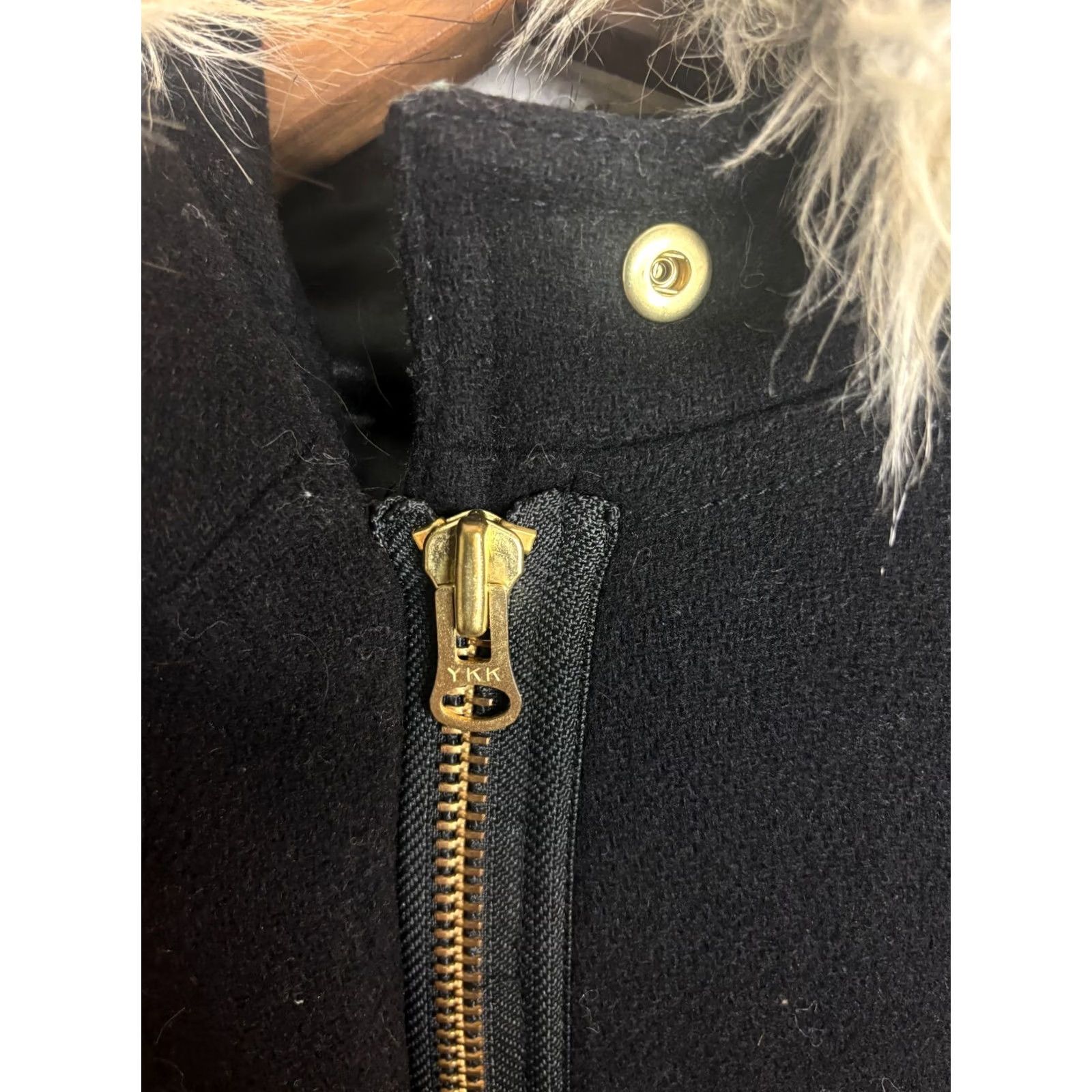 J.Crew J.CREW Parka Wool Faux Fur Hooded Black 00 Womens Coat 4451 Vintage? No, Solid Mid-Length Molecule? Size XXS / US 00 / IT 34 - 3 Thumbnail