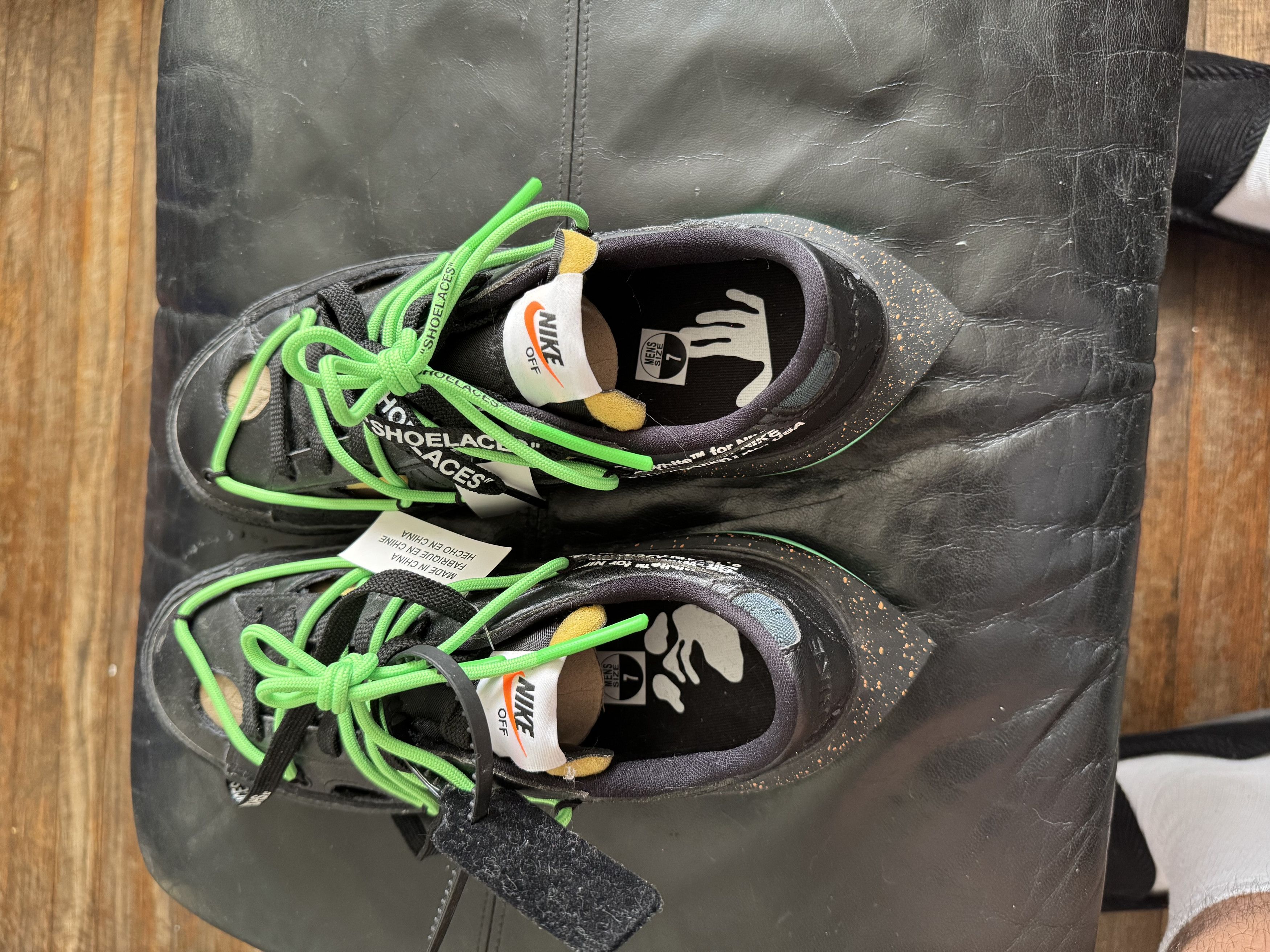 Jordan Brand × Nike × Off-White Nike Blazer Low Off-White Black Electro Green Size US 7 / EU 40 - 4 Thumbnail