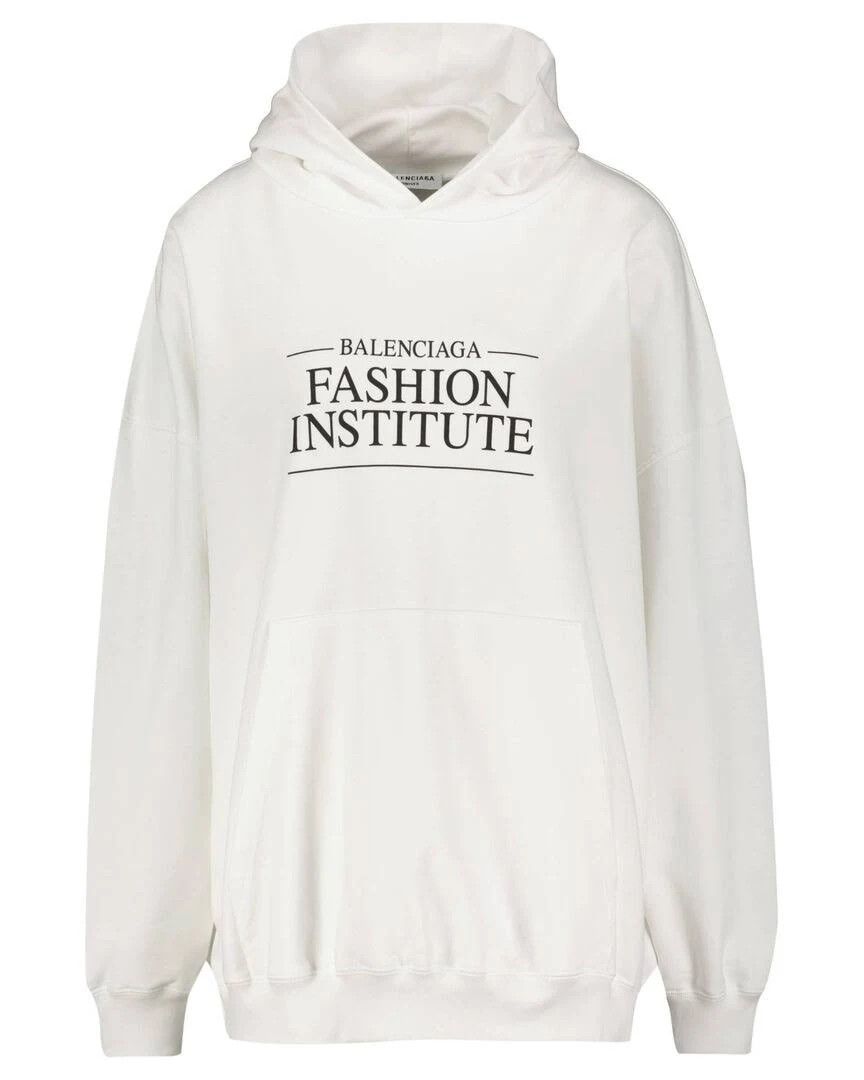 image of Balenciaga O1Mt1Gz0424 Fashion Institute Large Fit Hoodies In White, Women's (Size XS)