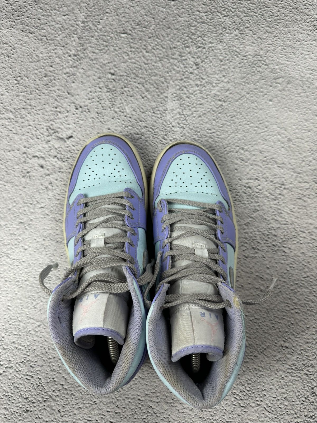 Nike Nike Jordan 1 Mid Purple Aqua Leather Sneakers Y2K Disressed Size US 8.5 / EU 41-42 - 13 Thumbnail