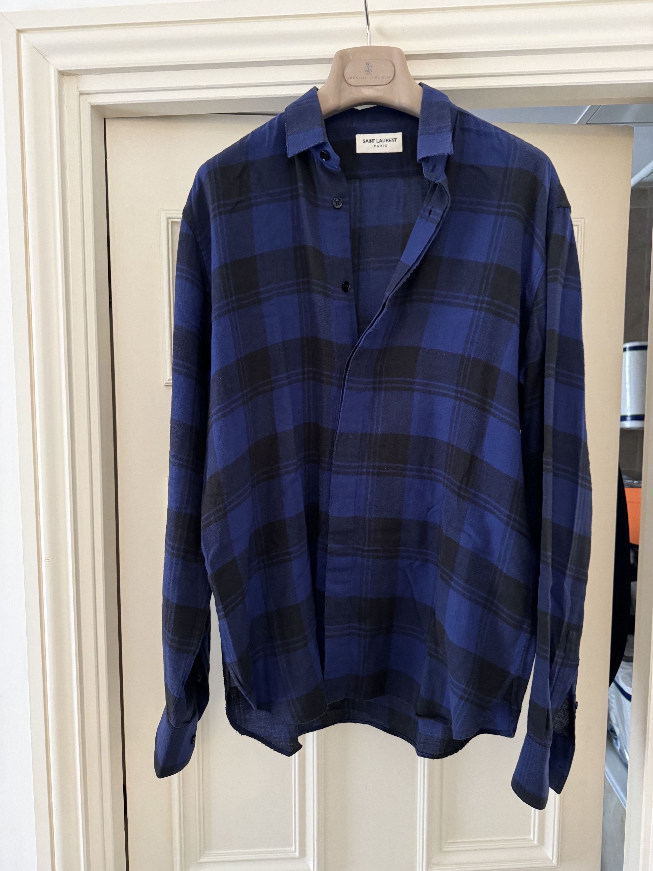 Saint Laurent Paris Brushed Cotton Flannel Shirt Size US M / EU 48-50 / 2 - 1 Thumbnail