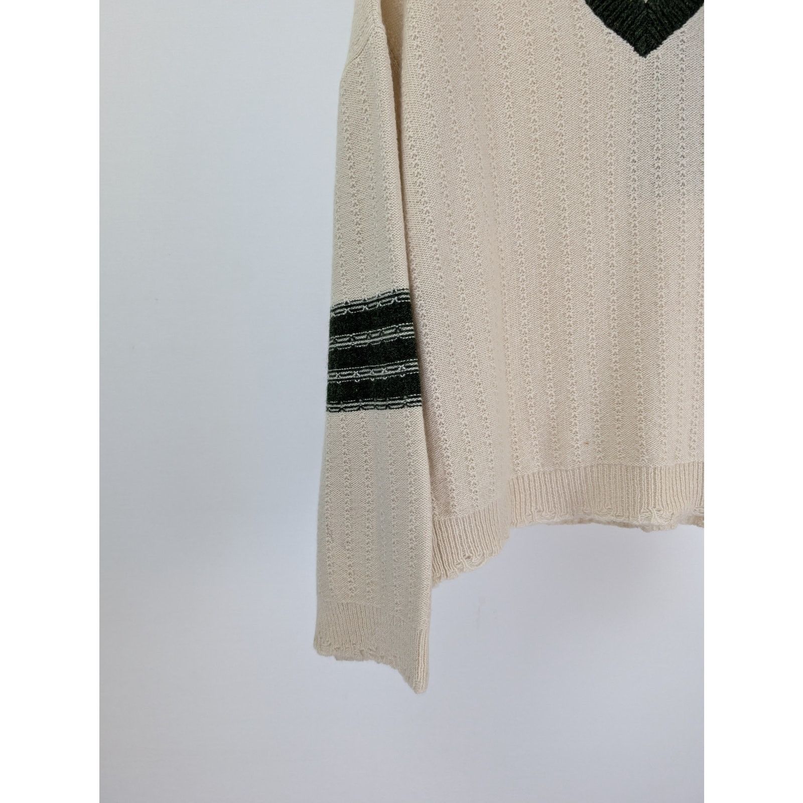 Enfants Riches Deprimes o1rshd1 Asymmetrical Varsity V-Neck Sweatshirt Ivory/Forest Size US XXL / EU 58 / 5 - 5 Thumbnail