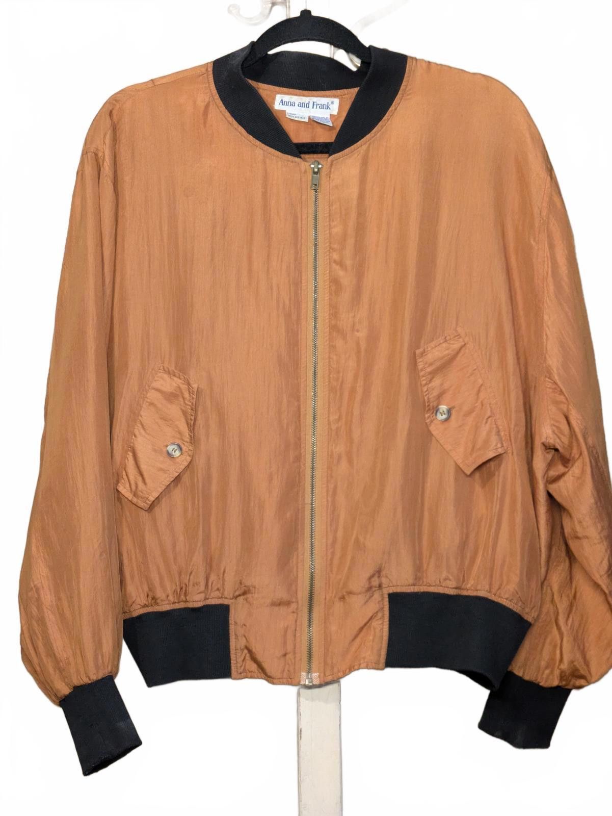 Other Vintage 80s Anna & Frank 100% Silk Orange Bomber Jacket EUC Size M / US 6-8 / IT 42-44 - 6 Thumbnail